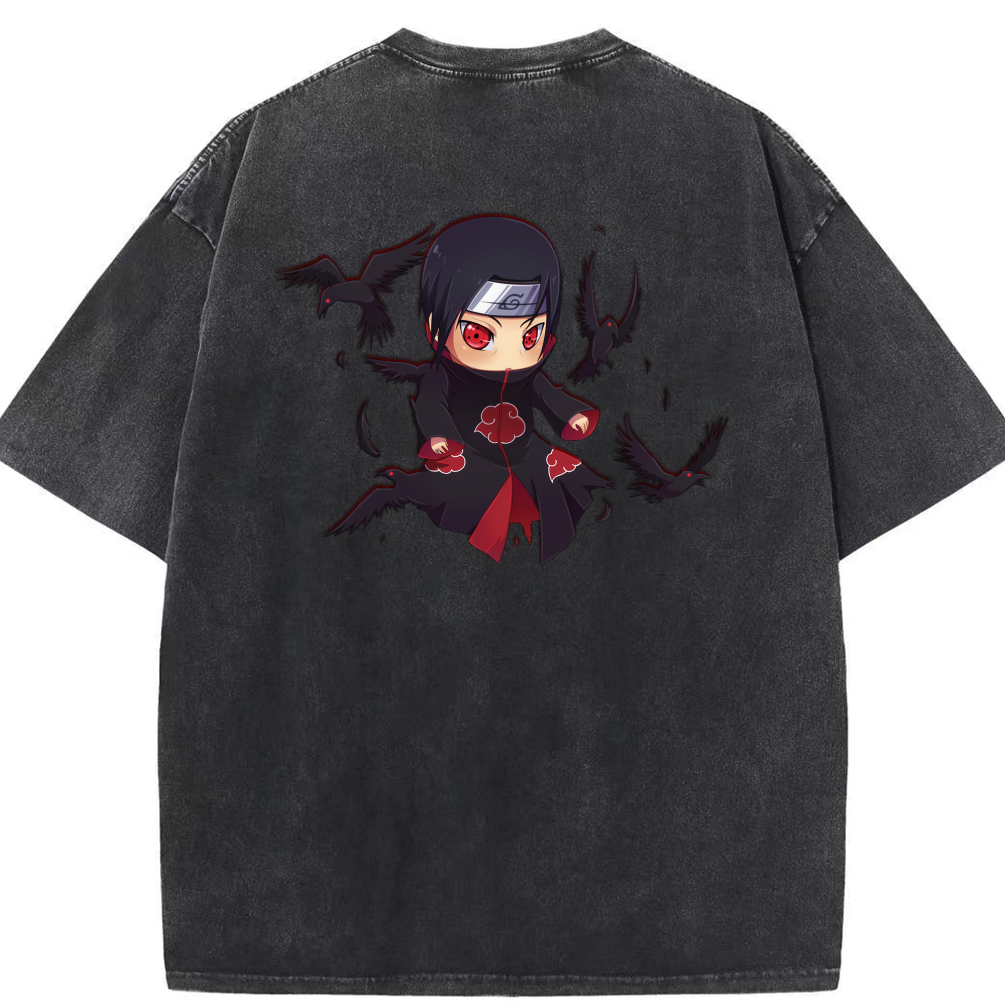 （画像用） NARUTO -ナルト- うちは イタチ Uchiha Itachi 綿100% ヴィンテージ風 半袖Tシャツ（背面プリント）