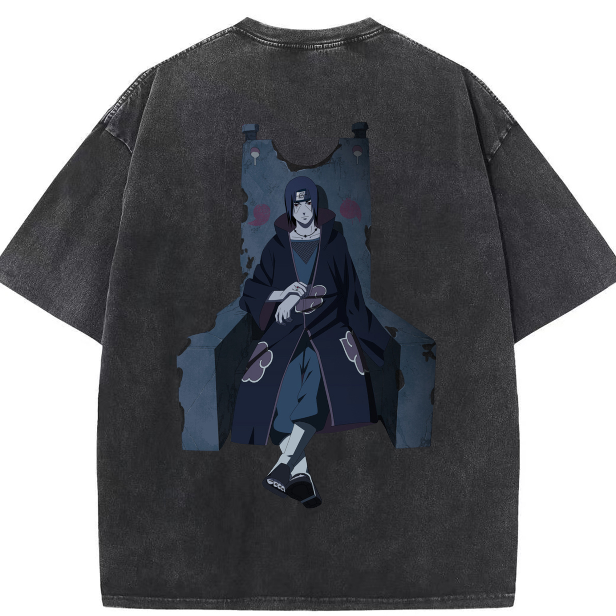 （画像用） NARUTO -ナルト- うちは イタチ Uchiha Itachi 綿100% ヴィンテージ風 半袖Tシャツ（背面プリント）