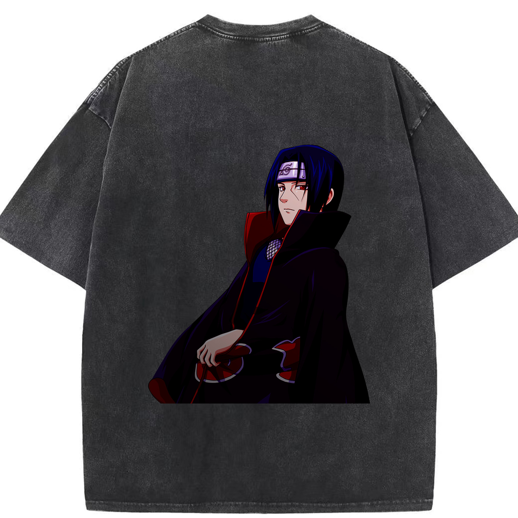 （画像用） NARUTO -ナルト- うちは イタチ Uchiha Itachi 綿100% ヴィンテージ風 半袖Tシャツ（背面プリント）