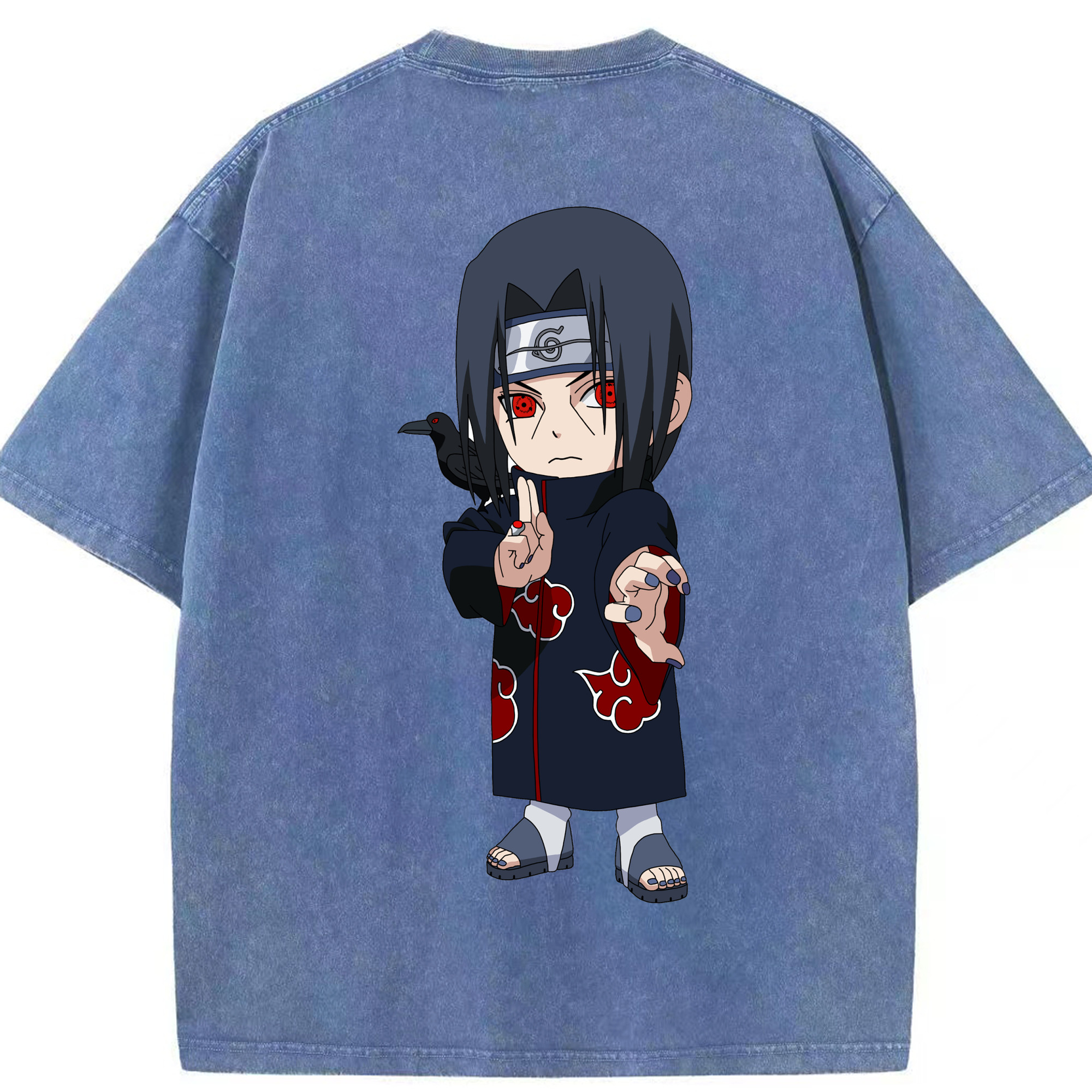 （画像用） NARUTO -ナルト- うちは イタチ Uchiha Itachi 綿100% ヴィンテージ風 半袖Tシャツ（背面プリント）