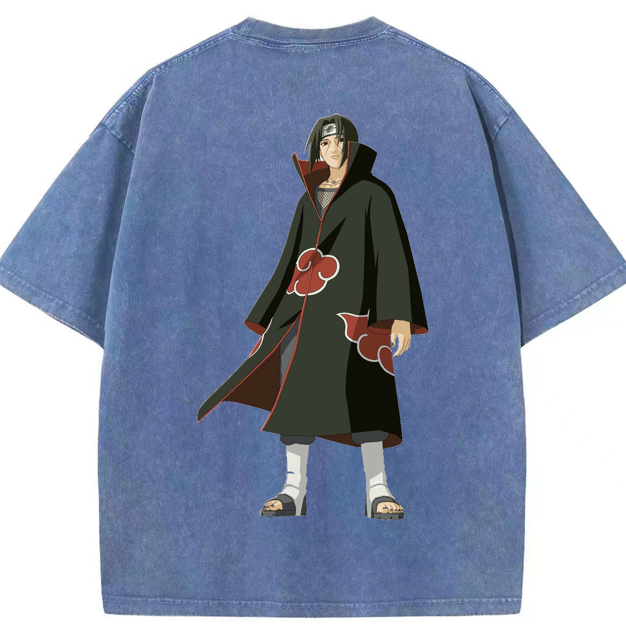 （画像用） NARUTO -ナルト- うちは イタチ Uchiha Itachi 綿100% ヴィンテージ風 半袖Tシャツ（背面プリント）