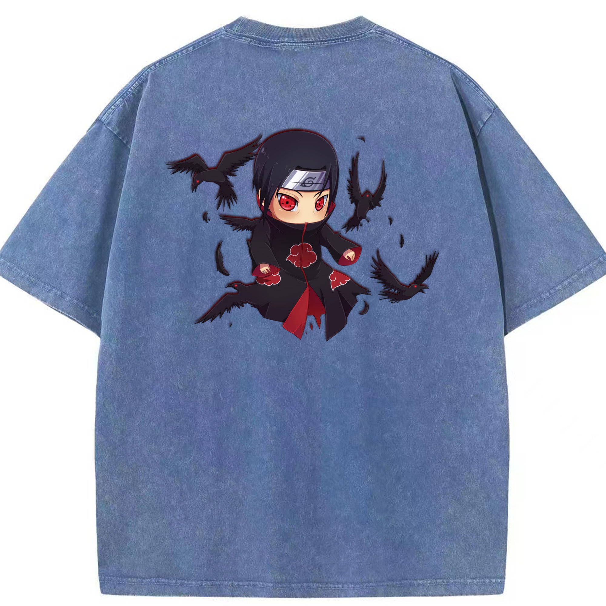 （画像用） NARUTO -ナルト- うちは イタチ Uchiha Itachi 綿100% ヴィンテージ風 半袖Tシャツ（背面プリント）
