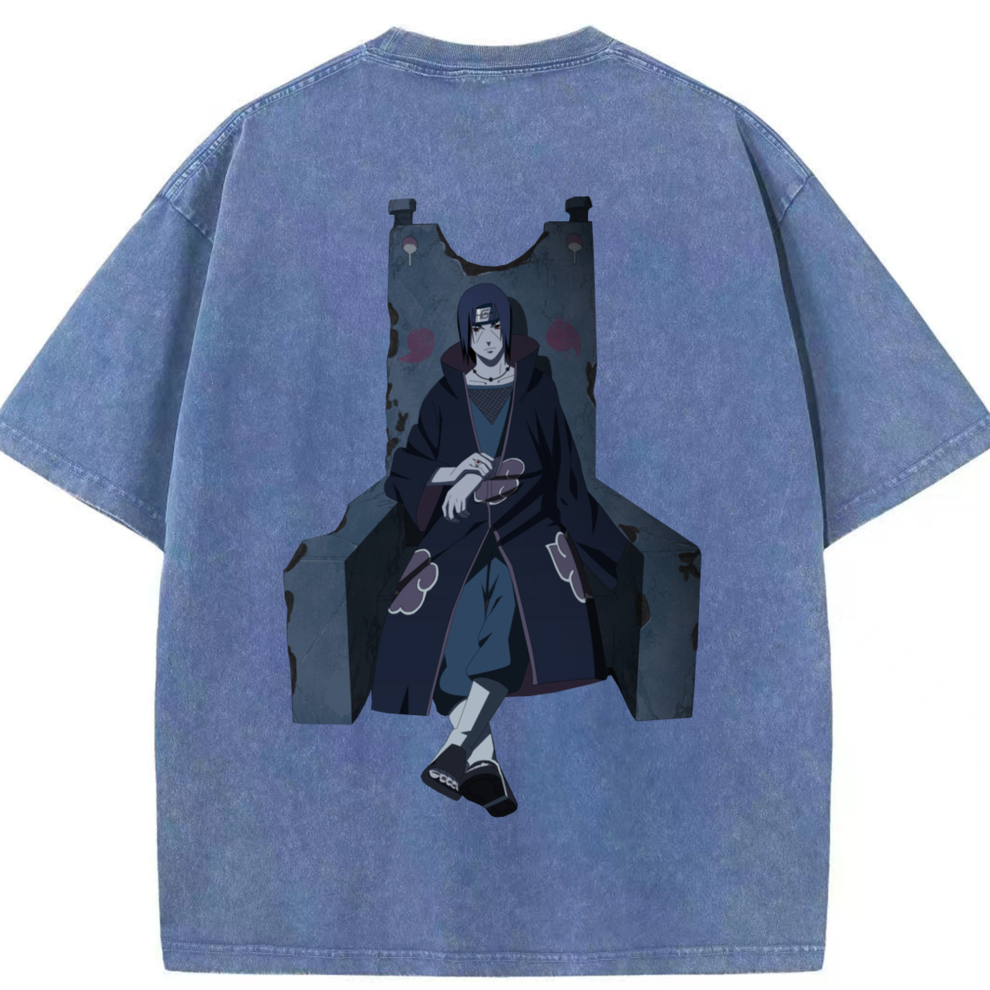 （画像用） NARUTO -ナルト- うちは イタチ Uchiha Itachi 綿100% ヴィンテージ風 半袖Tシャツ（背面プリント）