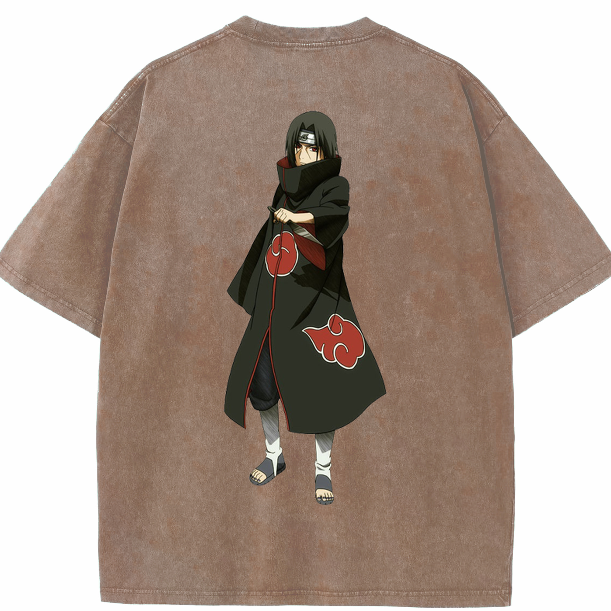 （画像用） NARUTO -ナルト- うちは イタチ Uchiha Itachi 綿100% ヴィンテージ風 半袖Tシャツ（背面プリント）