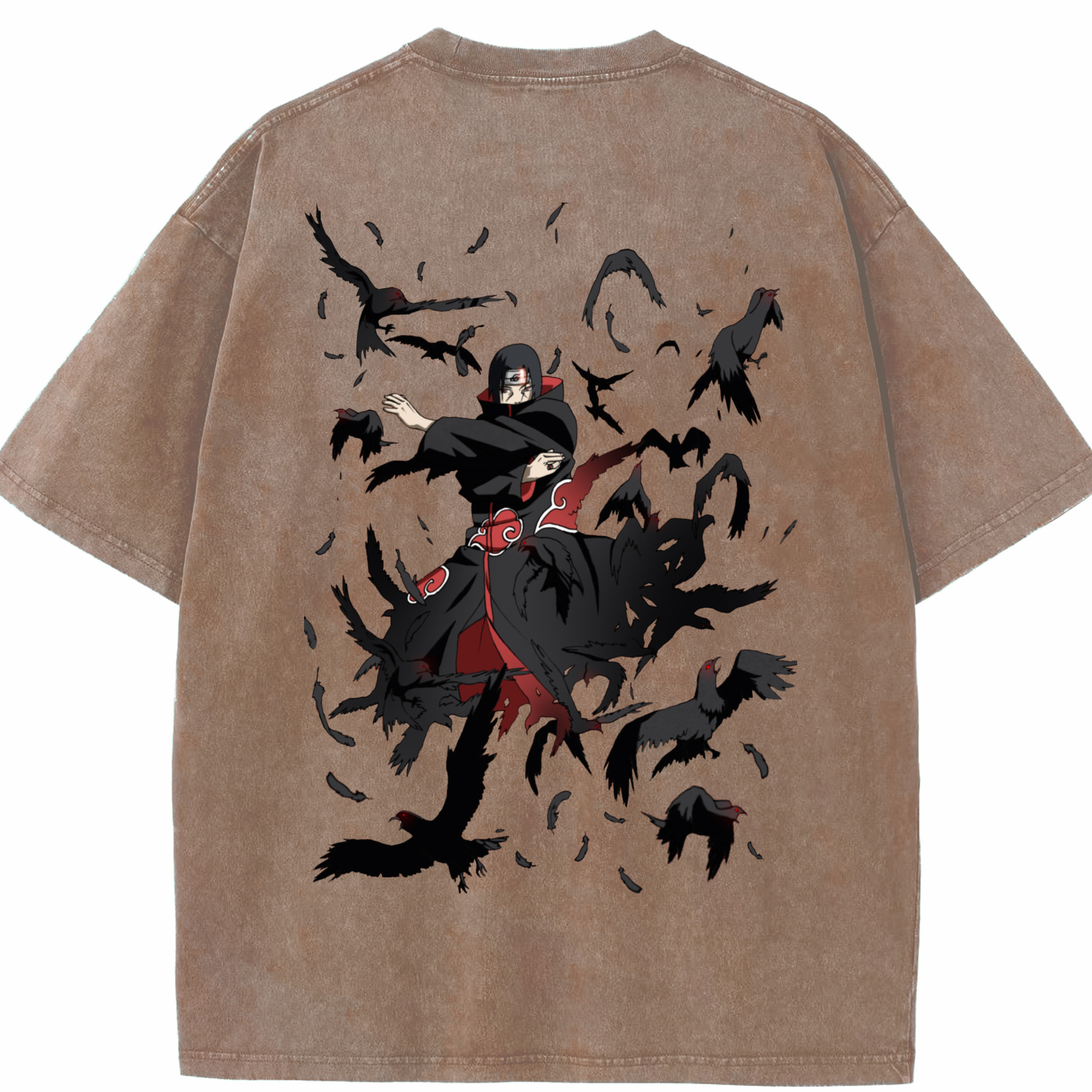 （画像用） NARUTO -ナルト- うちは イタチ Uchiha Itachi 綿100% ヴィンテージ風 半袖Tシャツ（背面プリント）