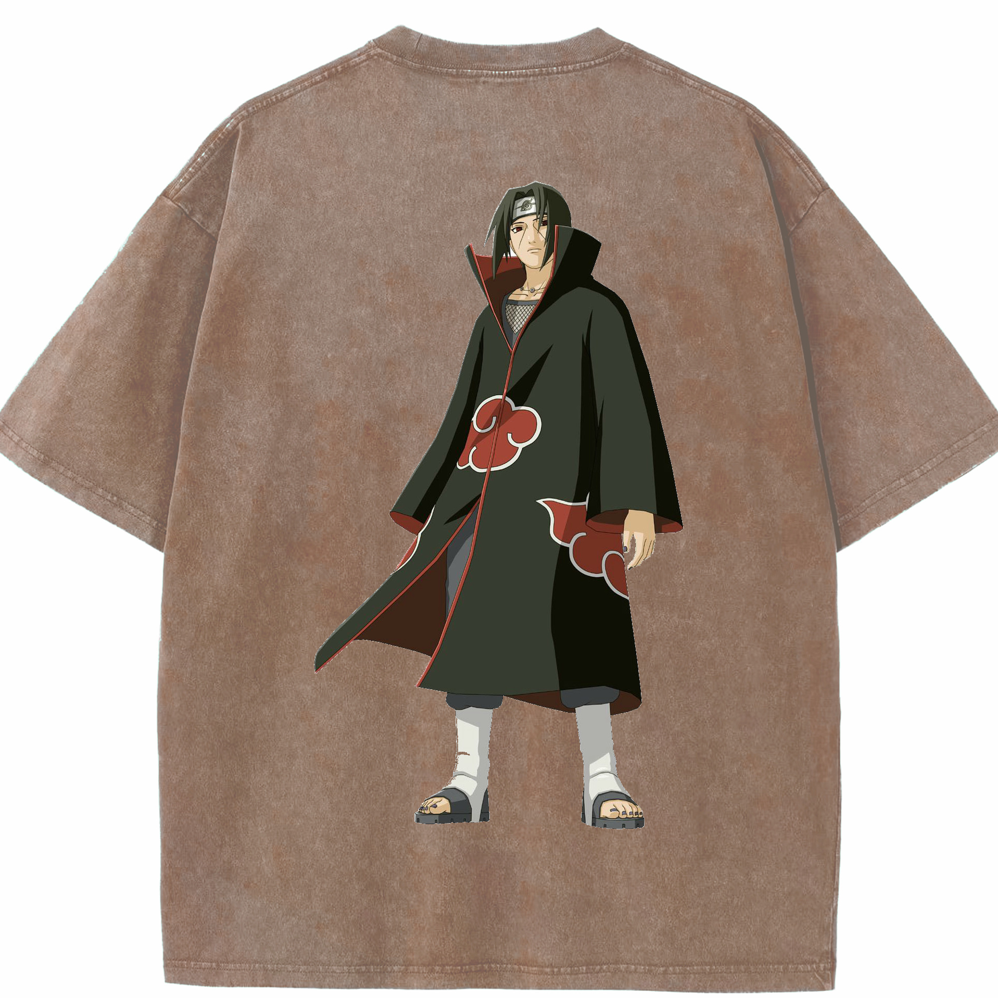 （画像用） NARUTO -ナルト- うちは イタチ Uchiha Itachi 綿100% ヴィンテージ風 半袖Tシャツ（背面プリント）