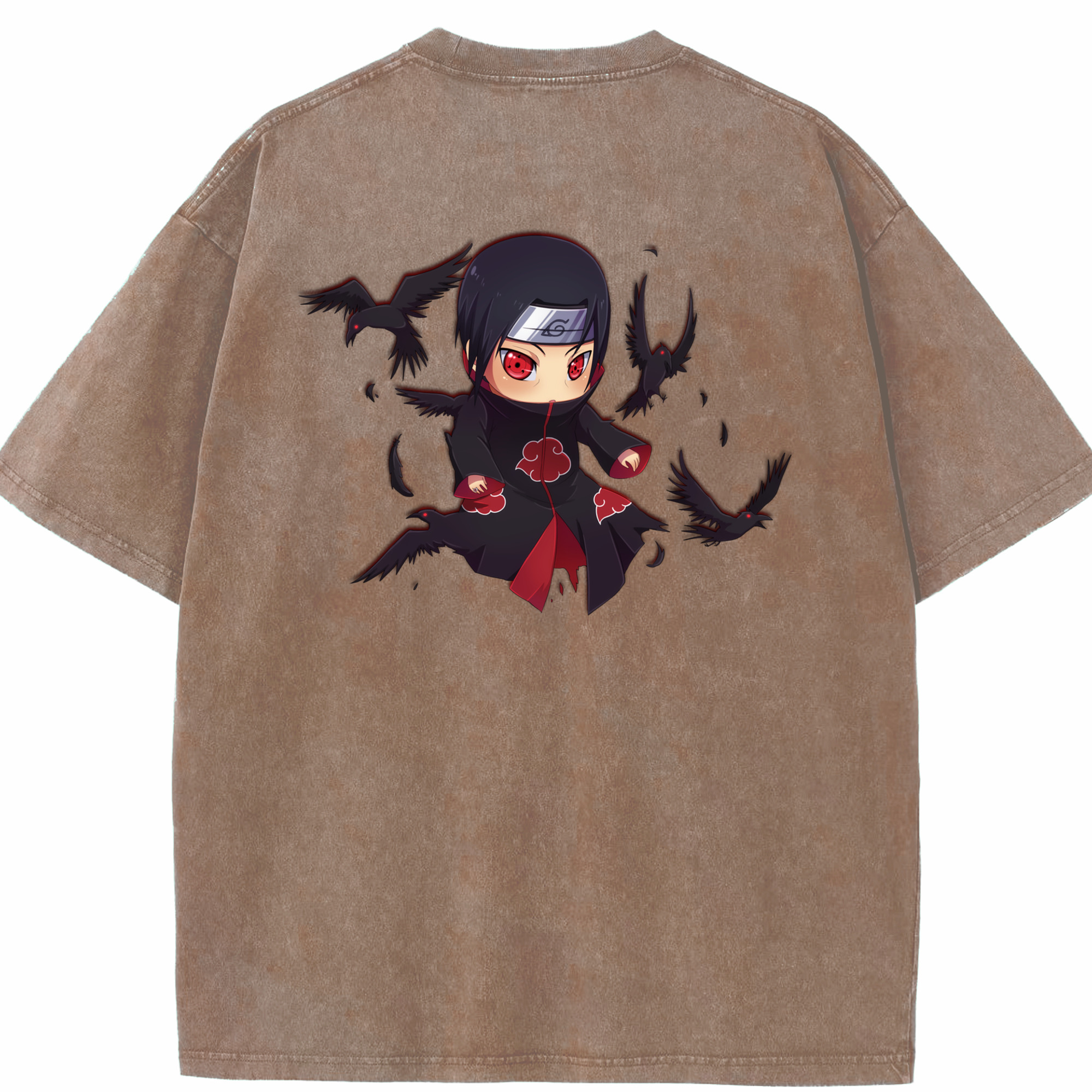 （画像用） NARUTO -ナルト- うちは イタチ Uchiha Itachi 綿100% ヴィンテージ風 半袖Tシャツ（背面プリント）