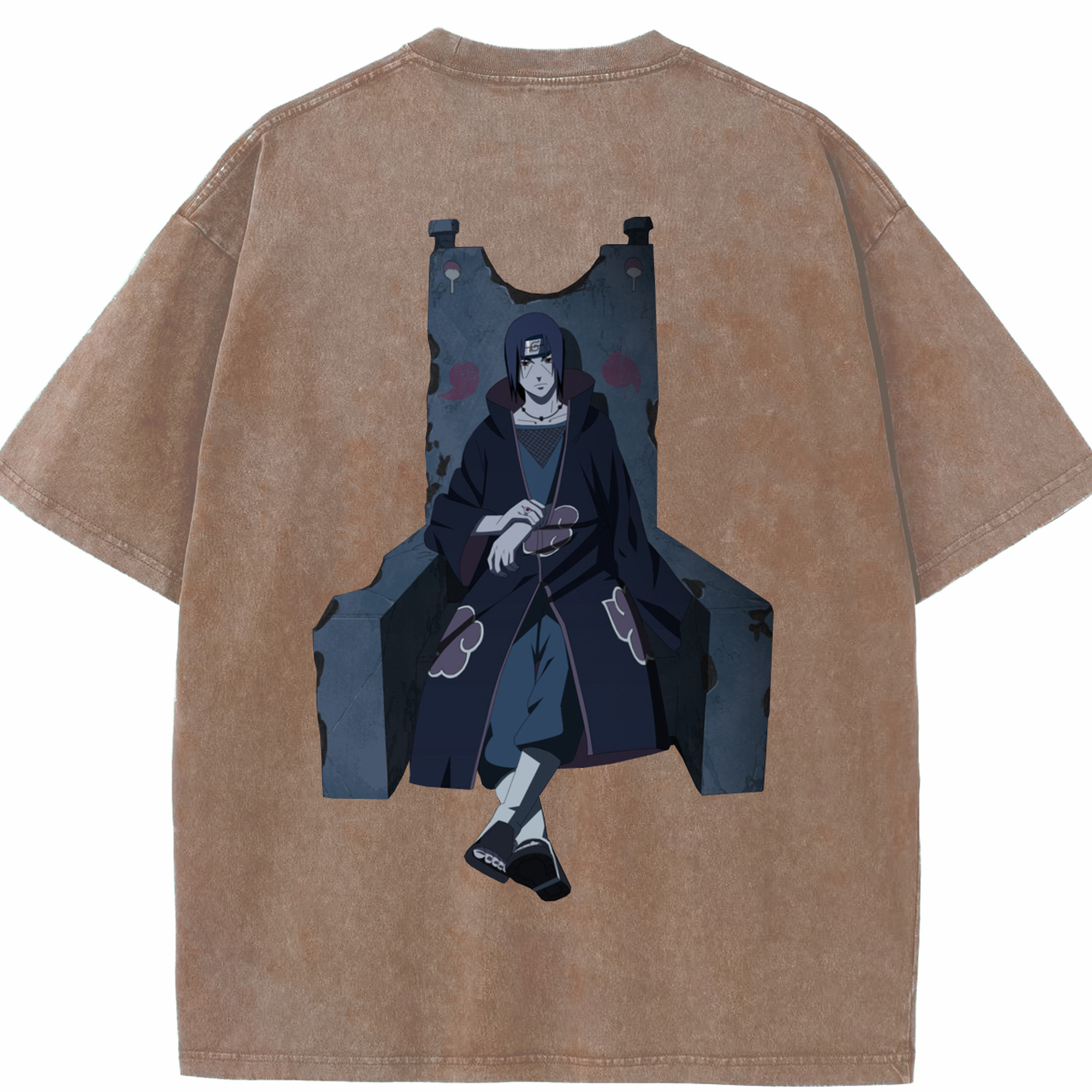 （画像用） NARUTO -ナルト- うちは イタチ Uchiha Itachi 綿100% ヴィンテージ風 半袖Tシャツ（背面プリント）