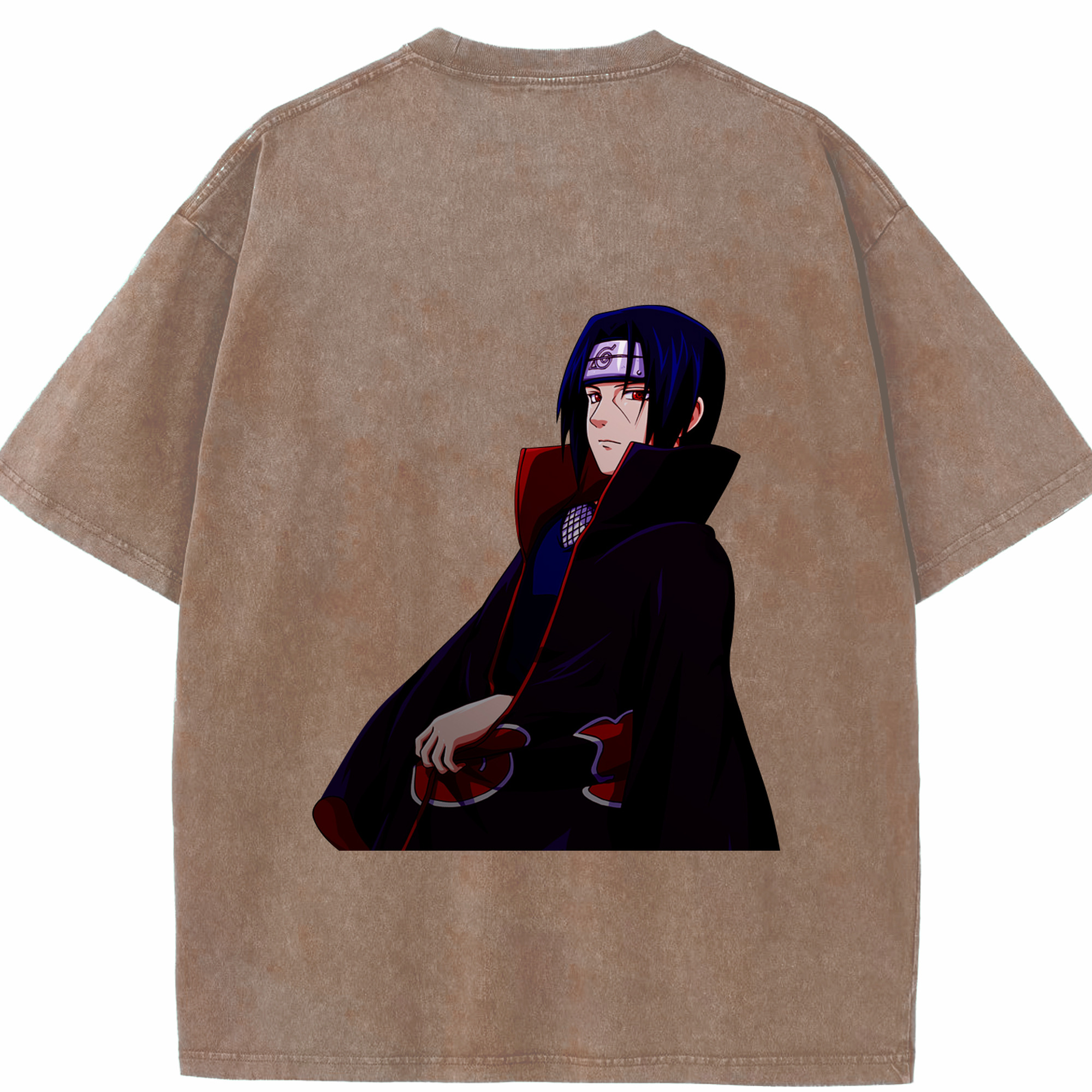 （画像用） NARUTO -ナルト- うちは イタチ Uchiha Itachi 綿100% ヴィンテージ風 半袖Tシャツ（背面プリント）