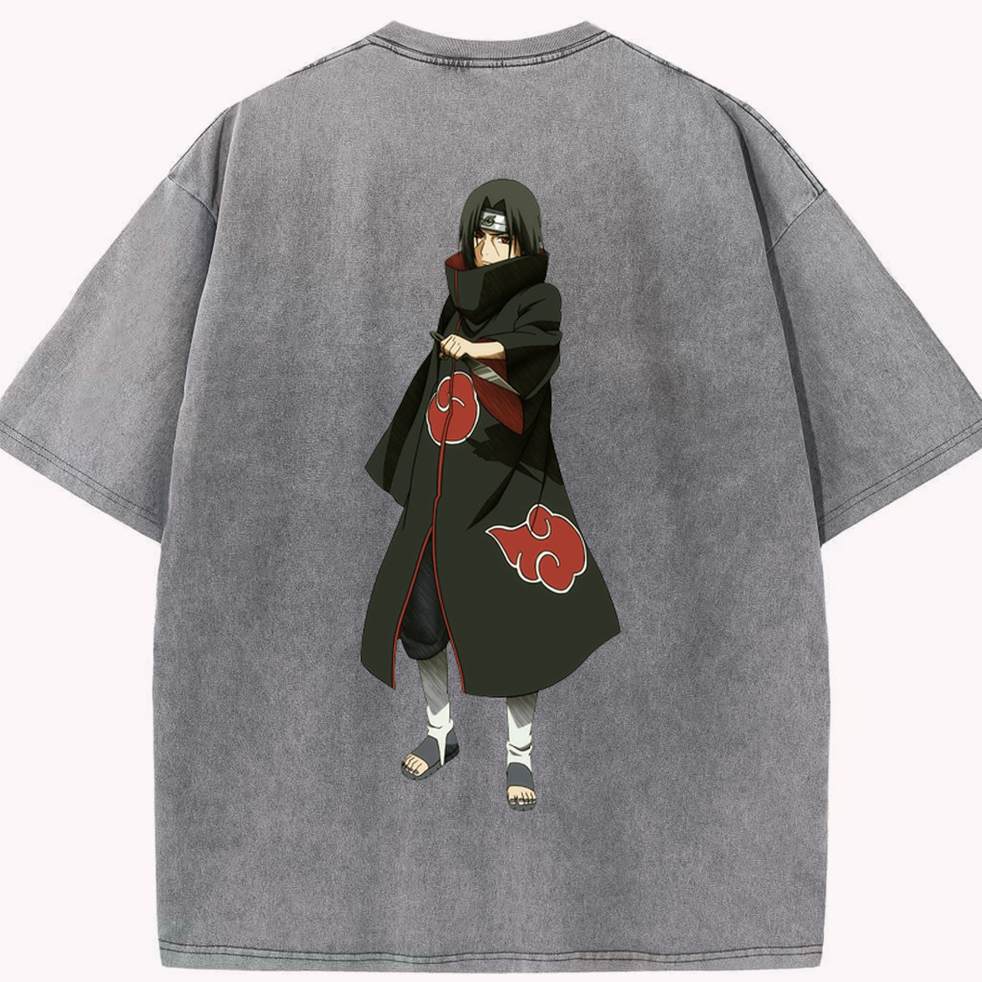 （画像用） NARUTO -ナルト- うちは イタチ Uchiha Itachi 綿100% ヴィンテージ風 半袖Tシャツ（背面プリント）