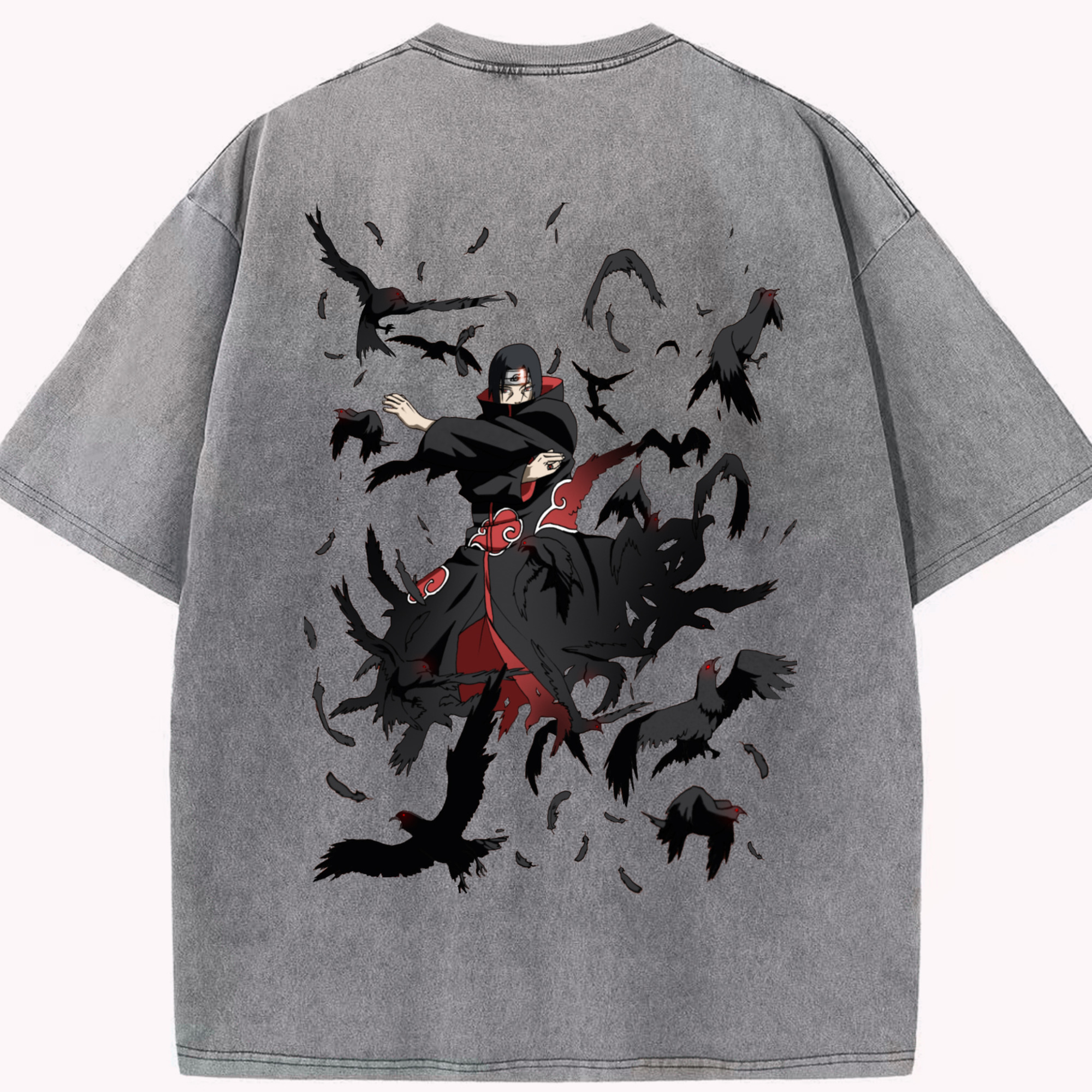 （画像用） NARUTO -ナルト- うちは イタチ Uchiha Itachi 綿100% ヴィンテージ風 半袖Tシャツ（背面プリント）