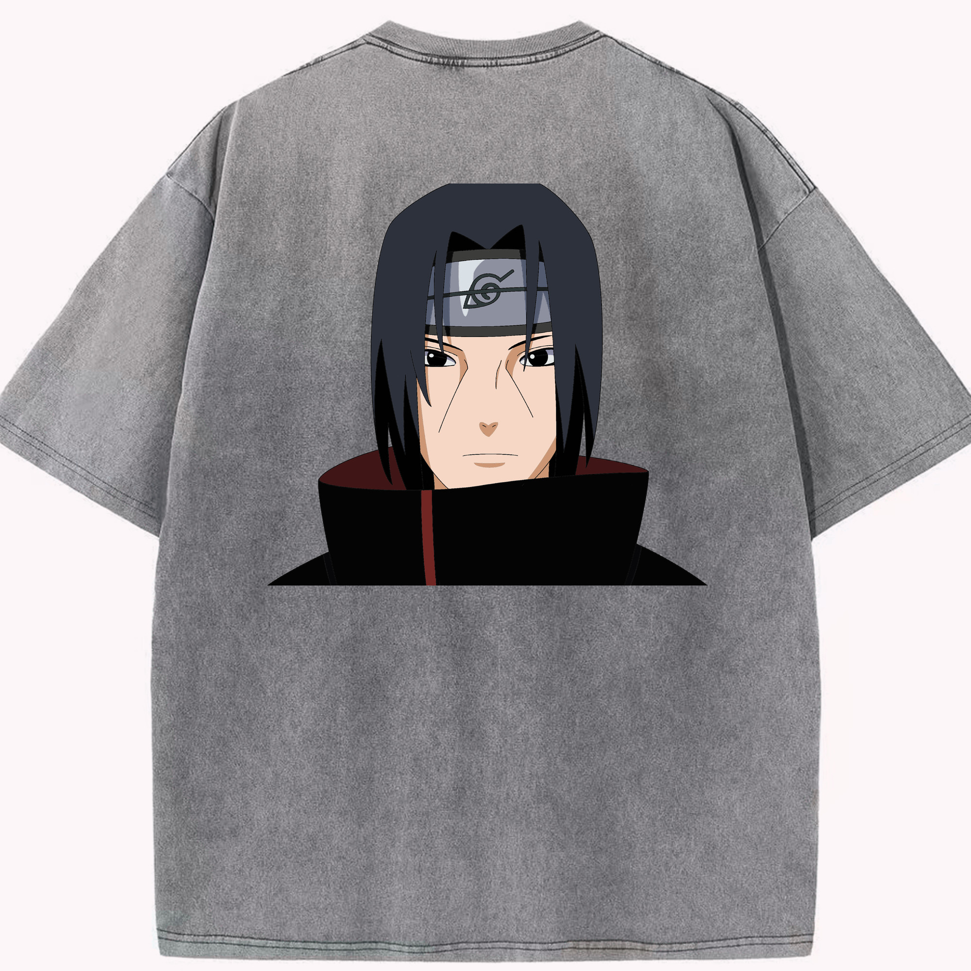 （画像用） NARUTO -ナルト- うちは イタチ Uchiha Itachi 綿100% ヴィンテージ風 半袖Tシャツ（背面プリント）