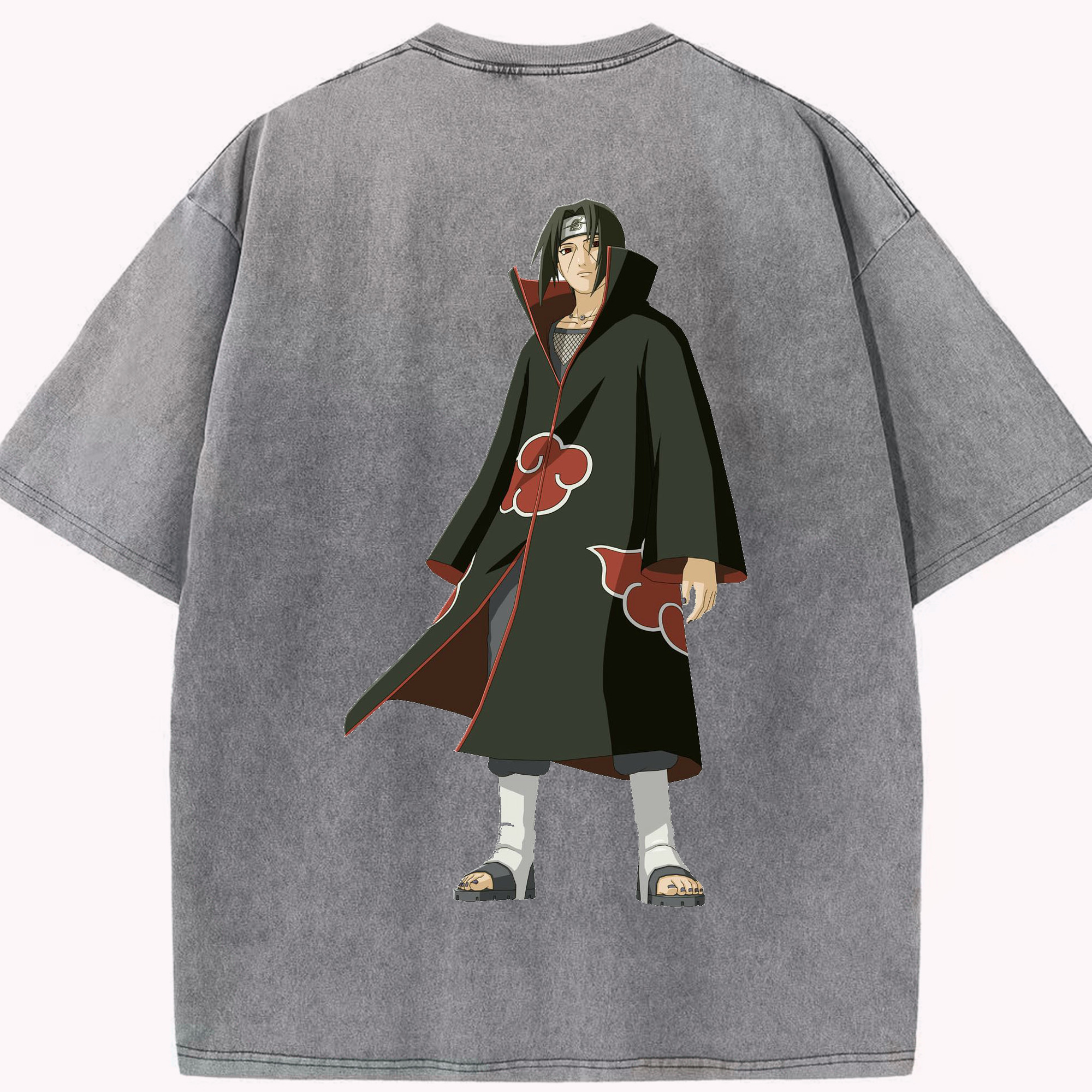 （画像用） NARUTO -ナルト- うちは イタチ Uchiha Itachi 綿100% ヴィンテージ風 半袖Tシャツ（背面プリント）