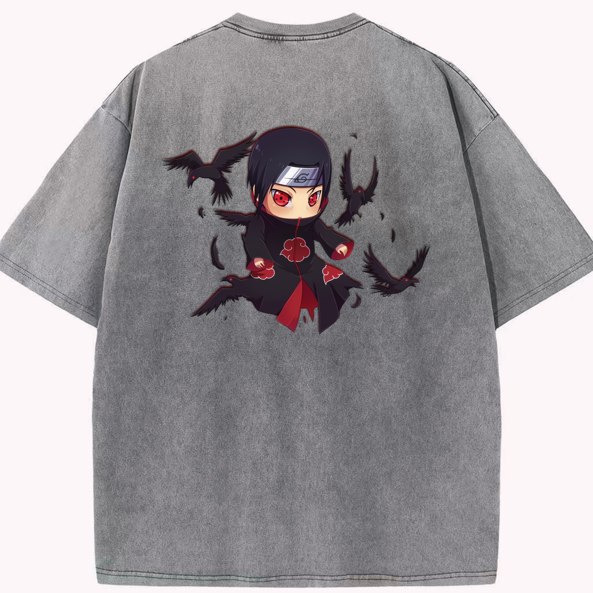 （画像用） NARUTO -ナルト- うちは イタチ Uchiha Itachi 綿100% ヴィンテージ風 半袖Tシャツ（背面プリント）