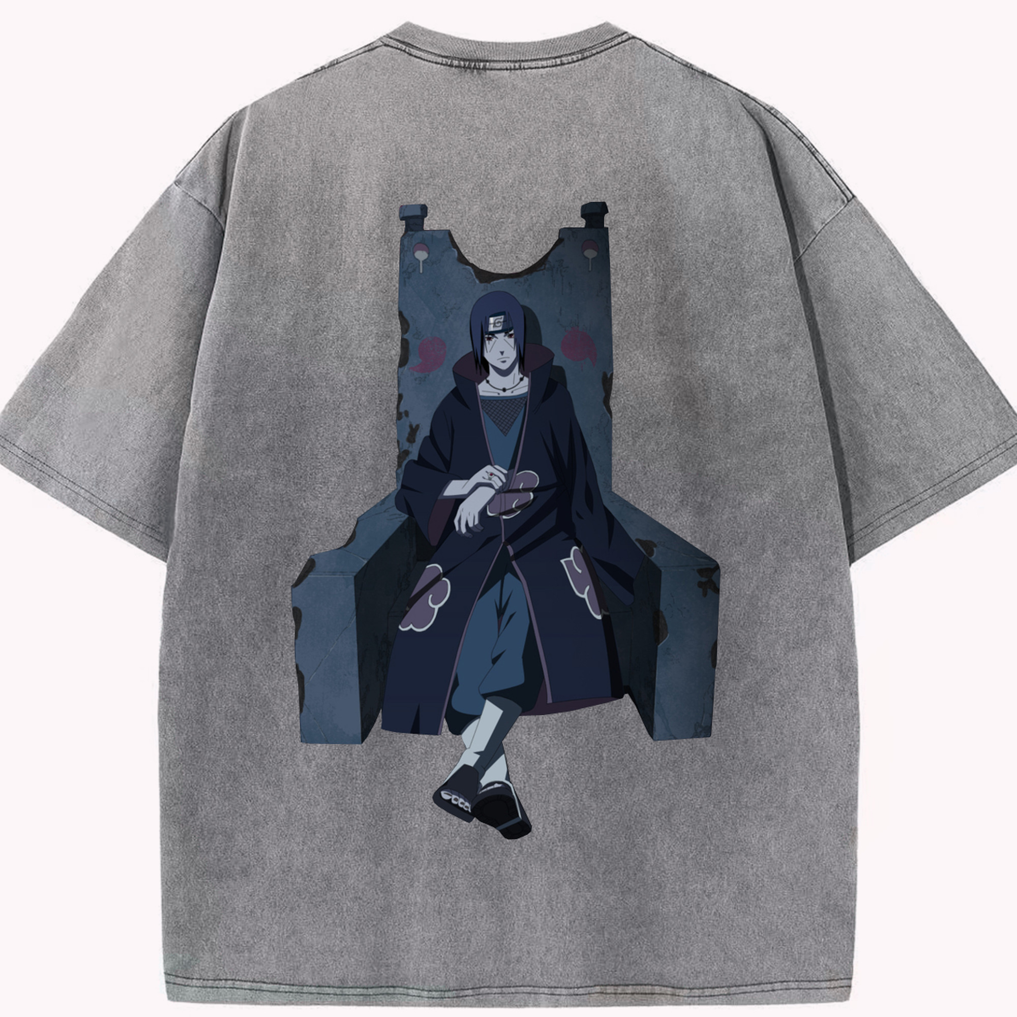 （画像用） NARUTO -ナルト- うちは イタチ Uchiha Itachi 綿100% ヴィンテージ風 半袖Tシャツ（背面プリント）