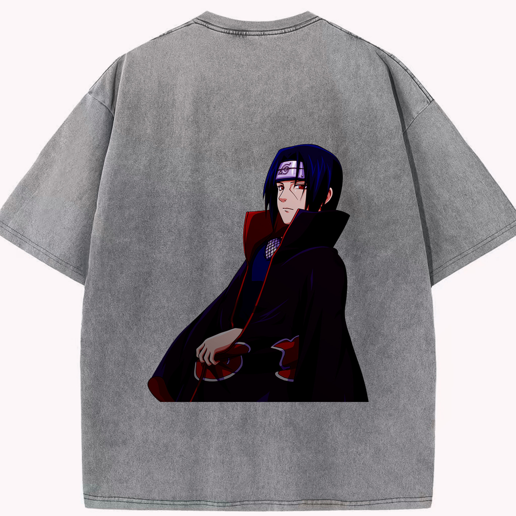 （画像用） NARUTO -ナルト- うちは イタチ Uchiha Itachi 綿100% ヴィンテージ風 半袖Tシャツ（背面プリント）