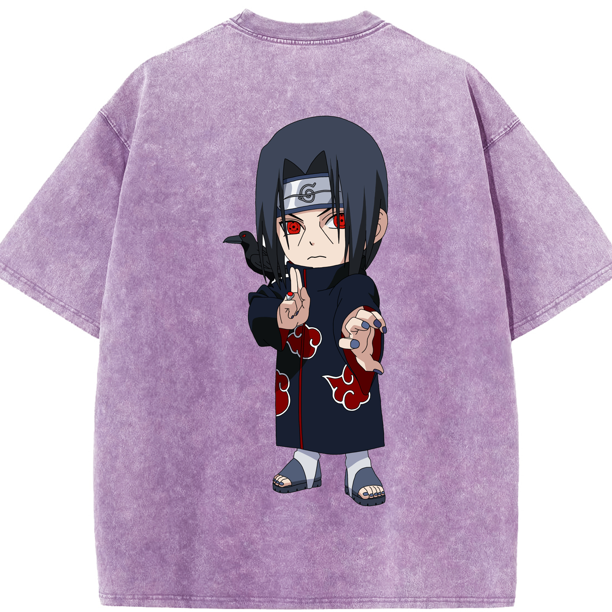 （画像用） NARUTO -ナルト- うちは イタチ Uchiha Itachi 綿100% ヴィンテージ風 半袖Tシャツ（背面プリント）