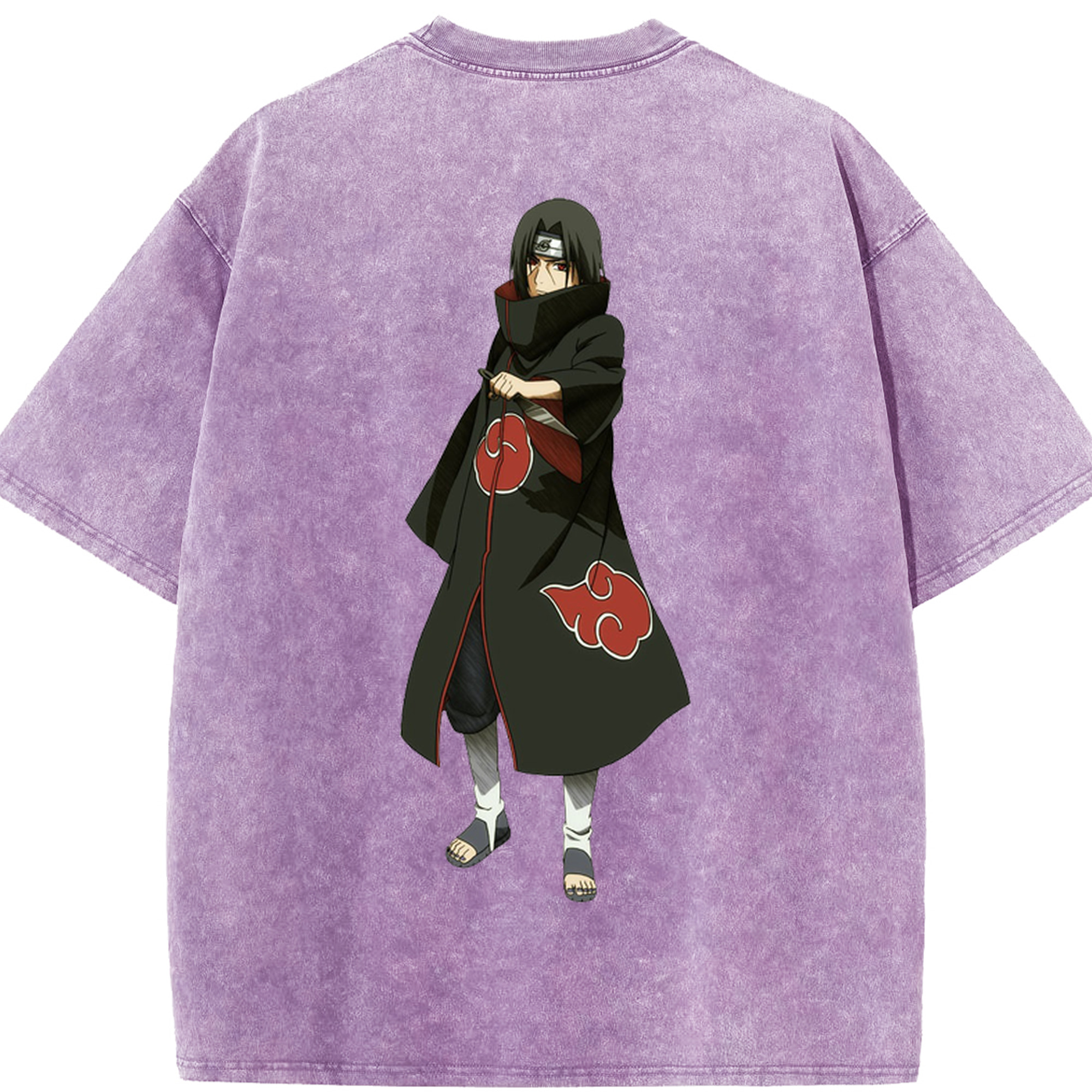 （画像用） NARUTO -ナルト- うちは イタチ Uchiha Itachi 綿100% ヴィンテージ風 半袖Tシャツ（背面プリント）