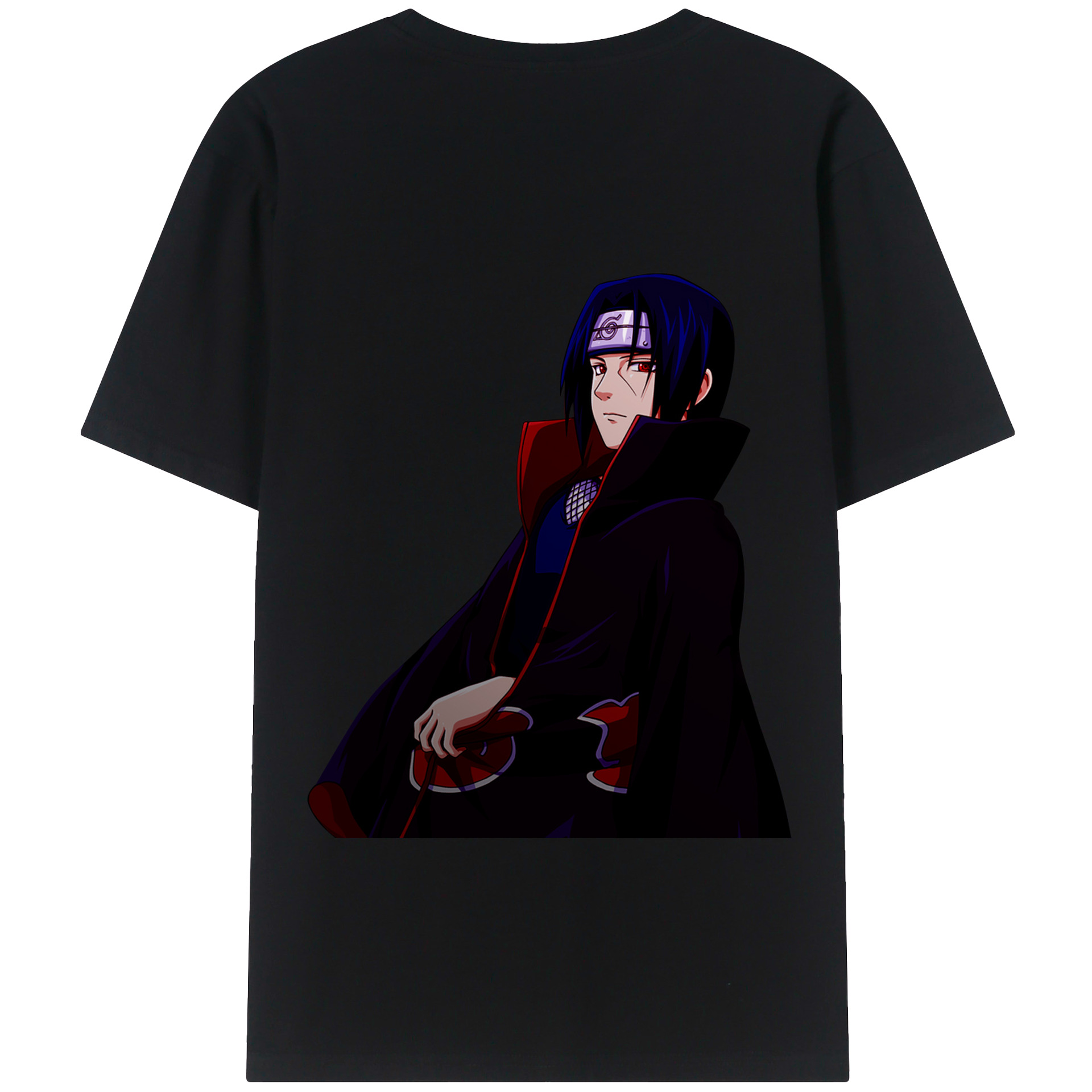 （画像用） NARUTO -ナルト- うちは イタチ Uchiha Itachi 綿100％ メンズ半袖Tシャツ（バックプリント） 通気性