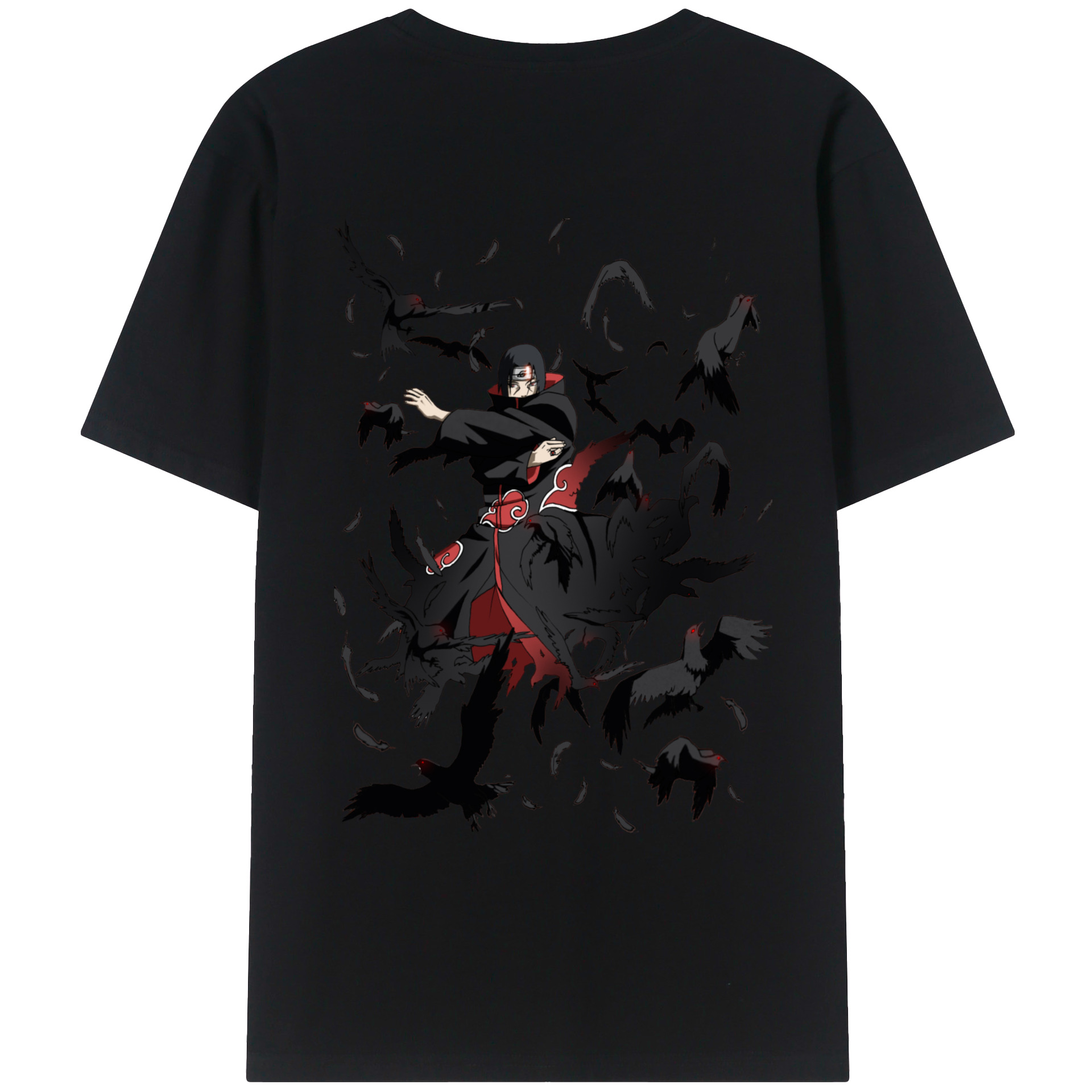 （画像用） NARUTO -ナルト- うちは イタチ Uchiha Itachi 綿100％ メンズ半袖Tシャツ（バックプリント） 通気性