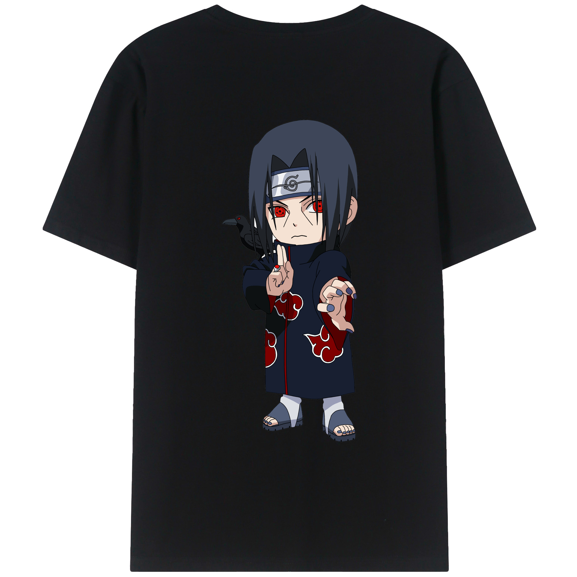 （画像用） NARUTO -ナルト- うちは イタチ Uchiha Itachi 綿100％ メンズ半袖Tシャツ（バックプリント） 通気性