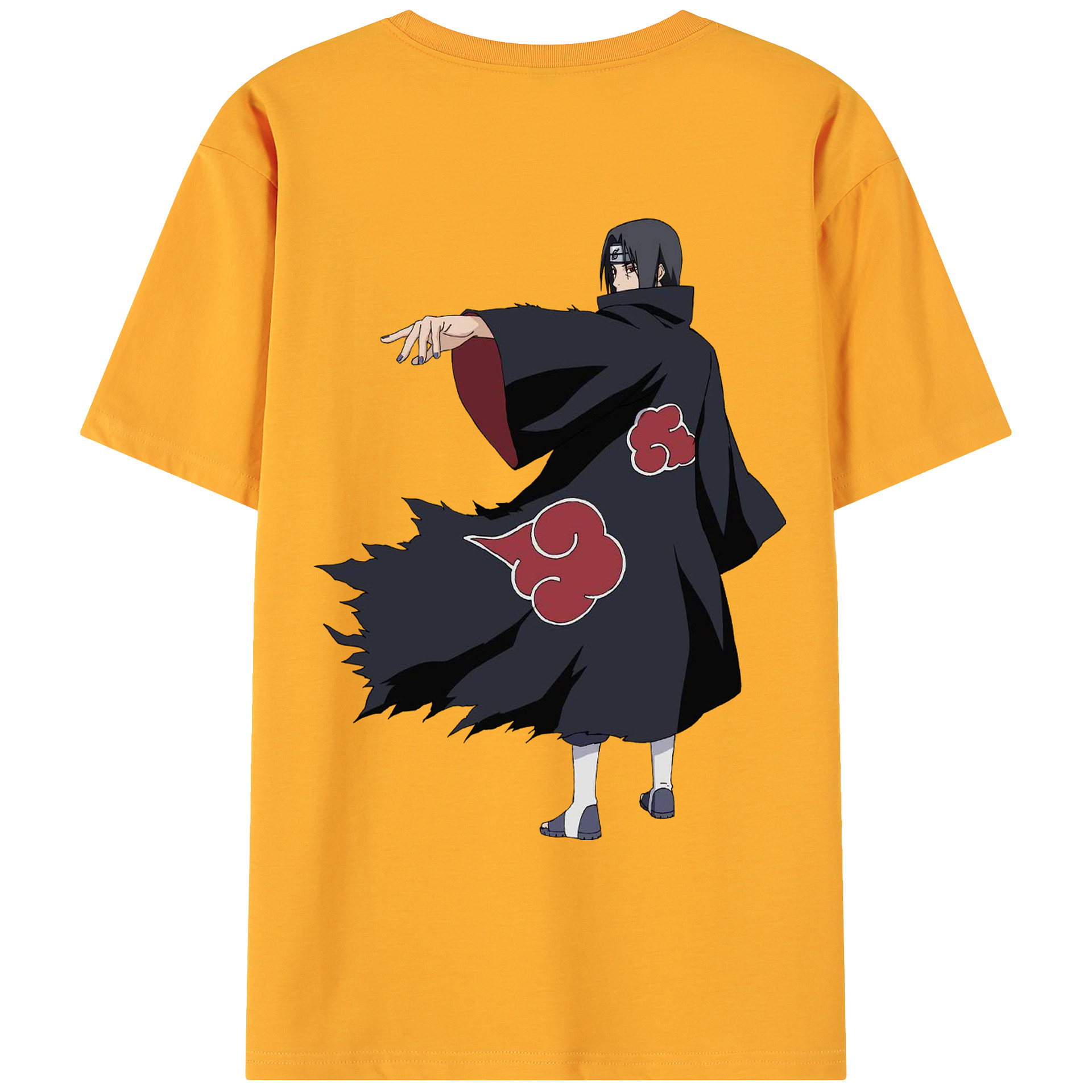 （画像用） NARUTO -ナルト- うちは イタチ Uchiha Itachi 綿100％ メンズ半袖Tシャツ（バックプリント） 通気性