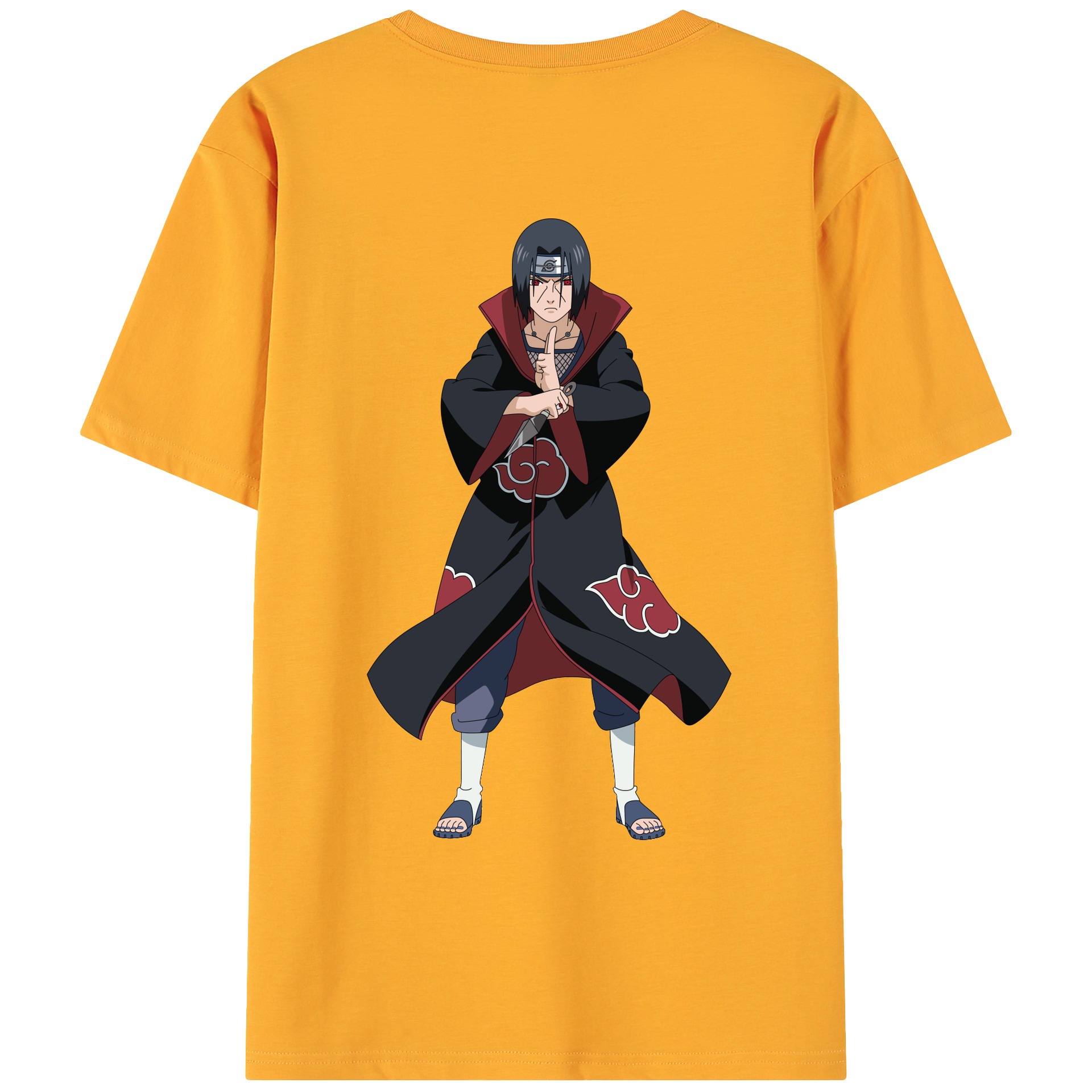 （画像用） NARUTO -ナルト- うちは イタチ Uchiha Itachi 綿100％ メンズ半袖Tシャツ（バックプリント） 通気性