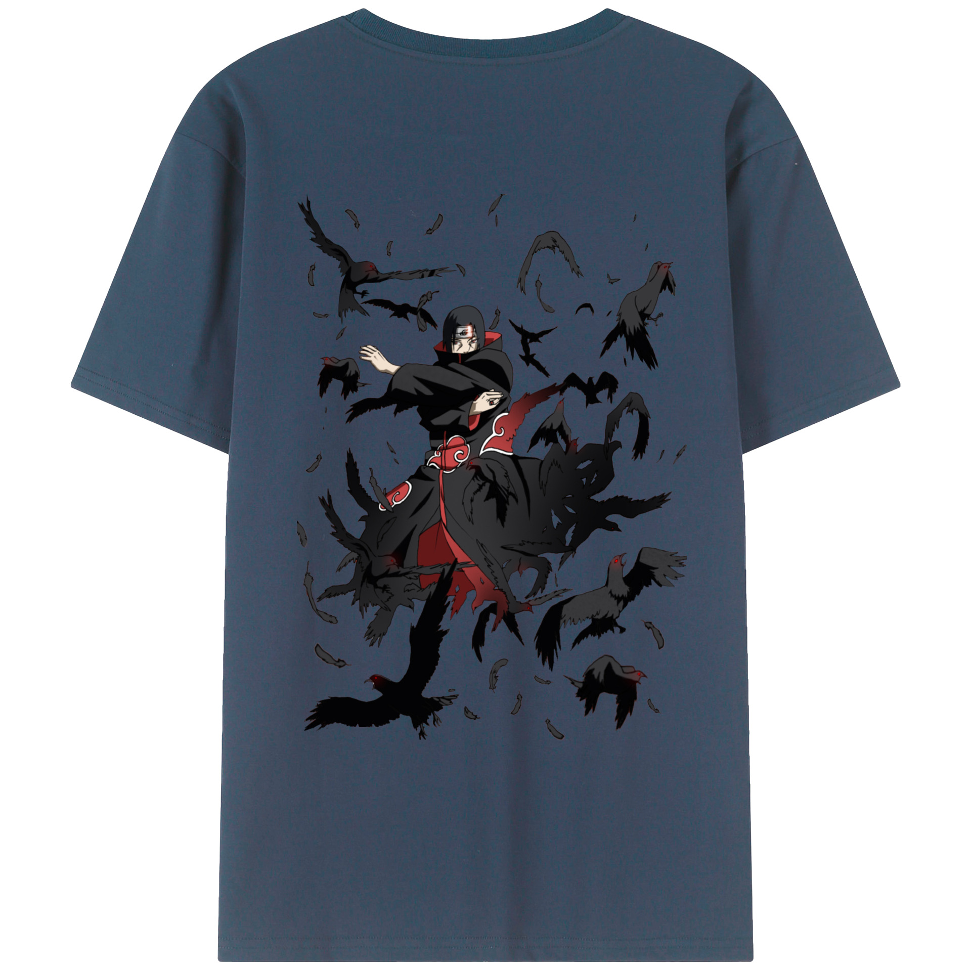 （画像用） NARUTO -ナルト- うちは イタチ Uchiha Itachi 綿100％ メンズ半袖Tシャツ（バックプリント） 通気性