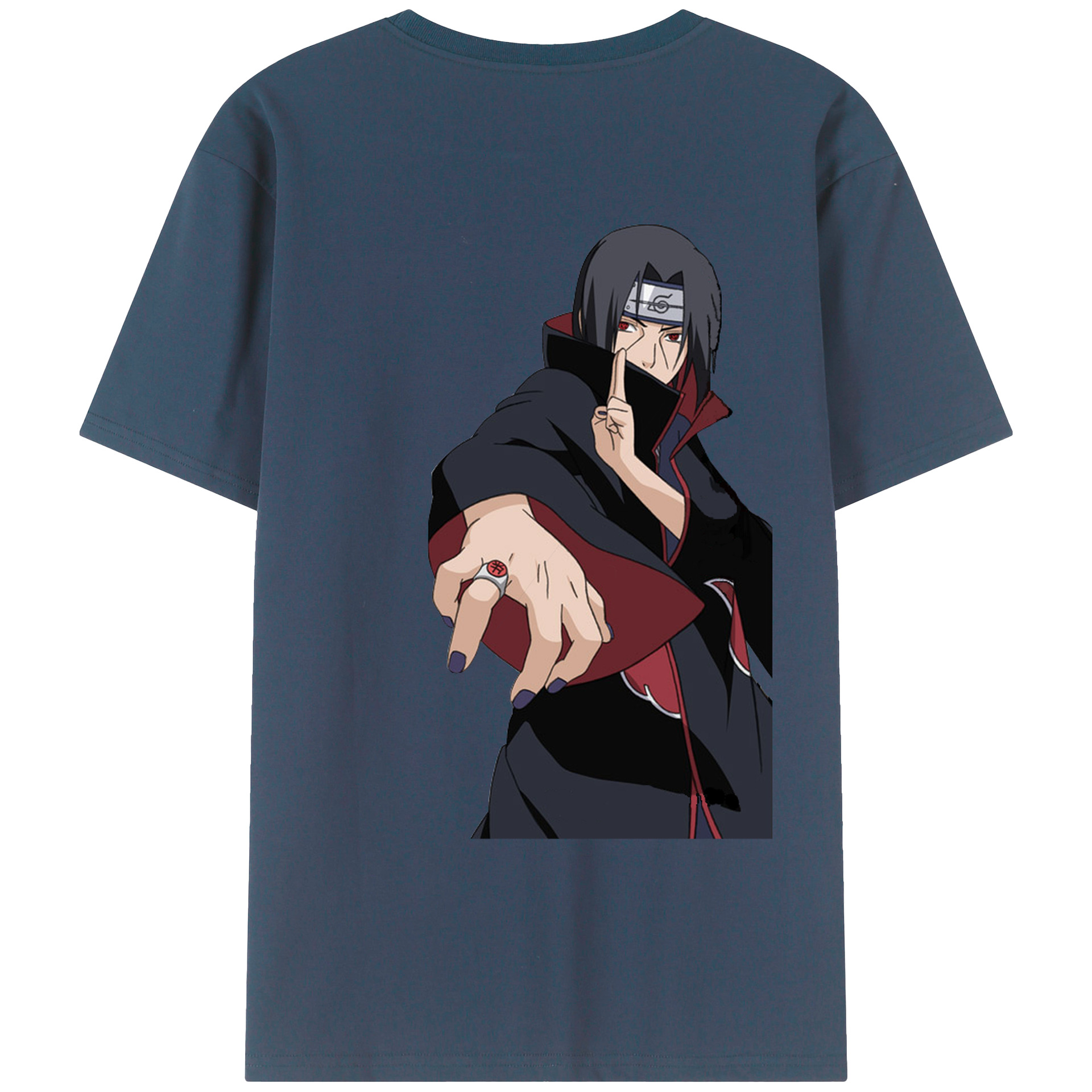 （画像用） NARUTO -ナルト- うちは イタチ Uchiha Itachi 綿100％ メンズ半袖Tシャツ（バックプリント） 通気性