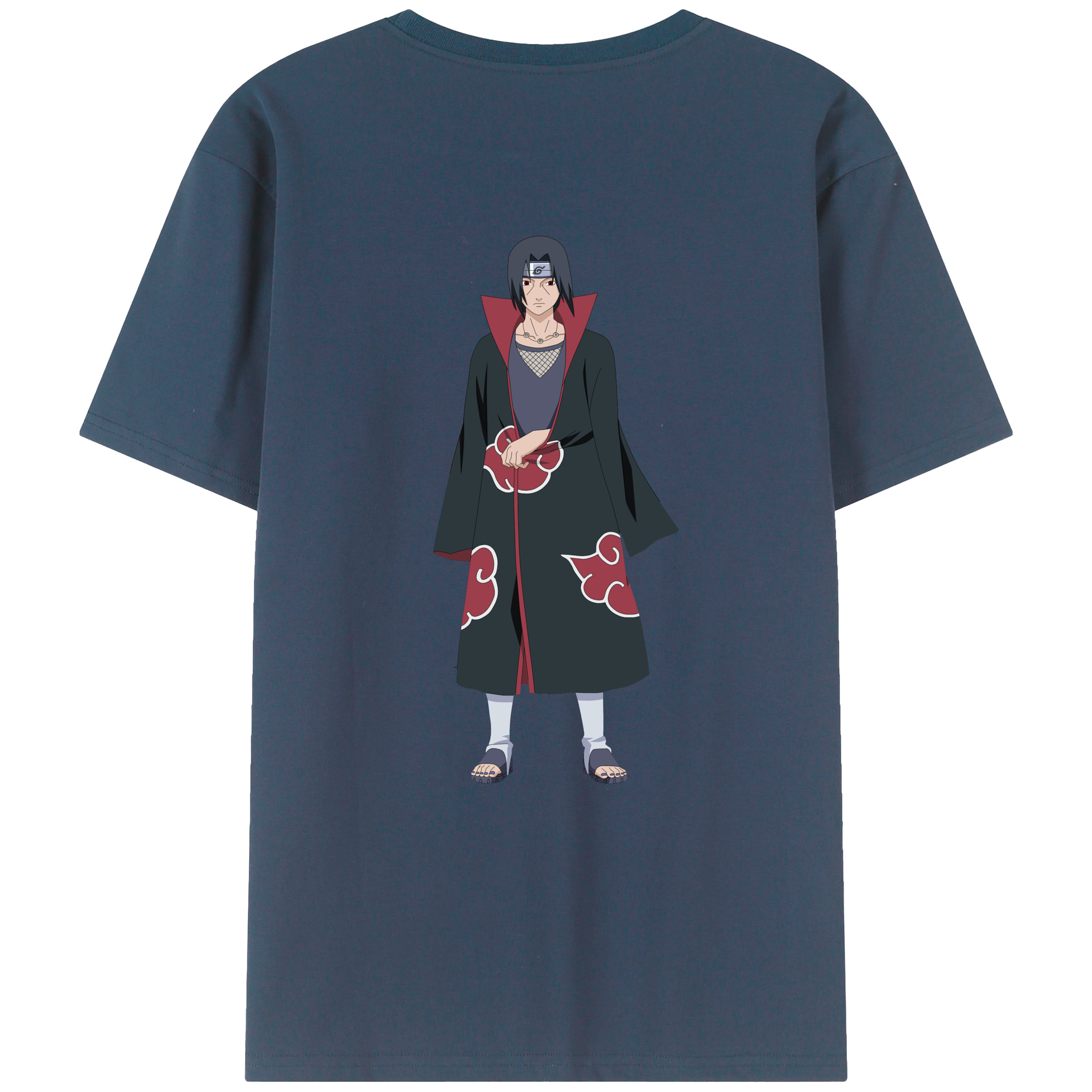 （画像用） NARUTO -ナルト- うちは イタチ Uchiha Itachi 綿100％ メンズ半袖Tシャツ（バックプリント） 通気性