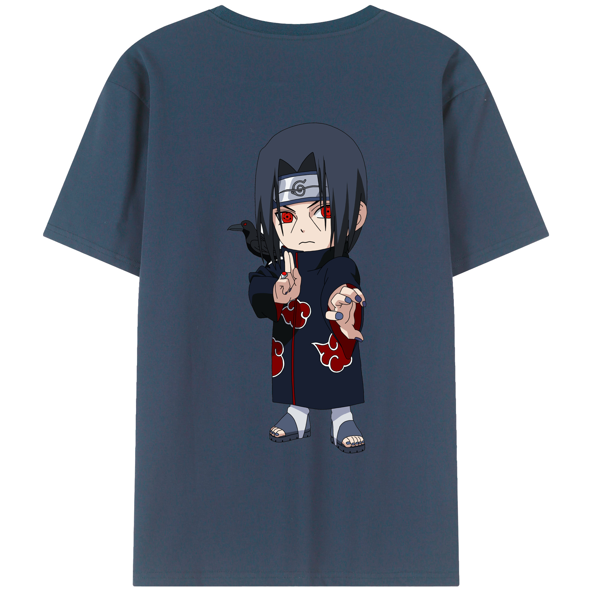 （画像用） NARUTO -ナルト- うちは イタチ Uchiha Itachi 綿100％ メンズ半袖Tシャツ（バックプリント） 通気性