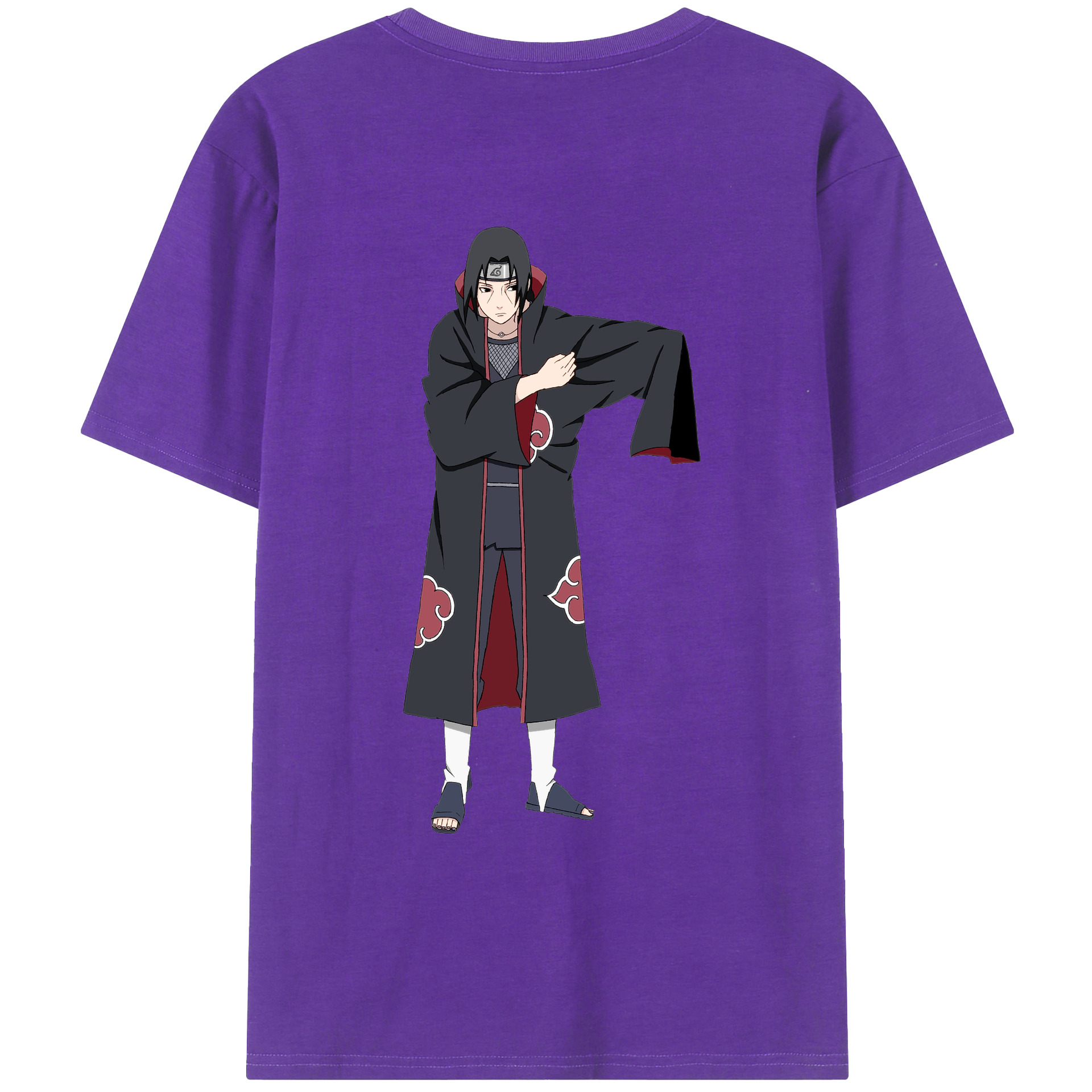（画像用） NARUTO -ナルト- うちは イタチ Uchiha Itachi 綿100％ メンズ半袖Tシャツ（バックプリント） 通気性
