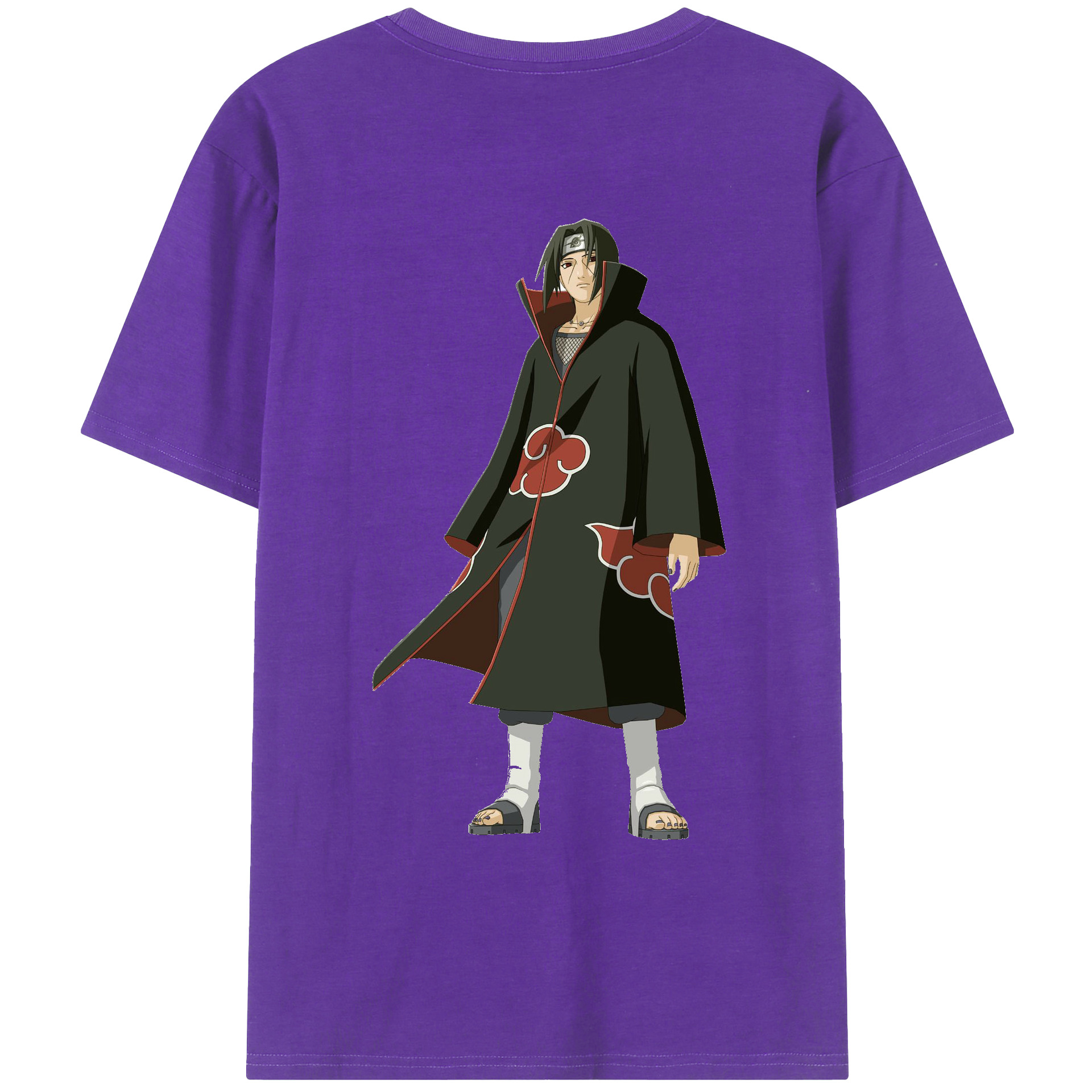 （画像用） NARUTO -ナルト- うちは イタチ Uchiha Itachi 綿100％ メンズ半袖Tシャツ（バックプリント） 通気性