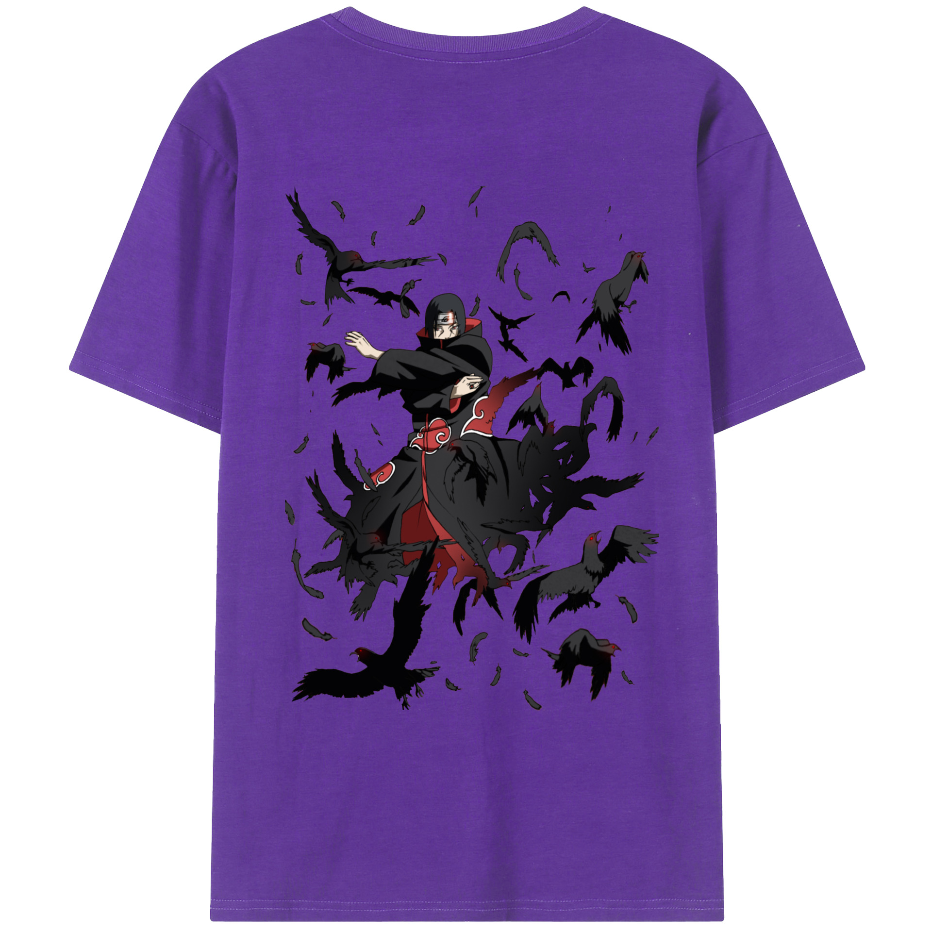（画像用） NARUTO -ナルト- うちは イタチ Uchiha Itachi 綿100％ メンズ半袖Tシャツ（バックプリント） 通気性