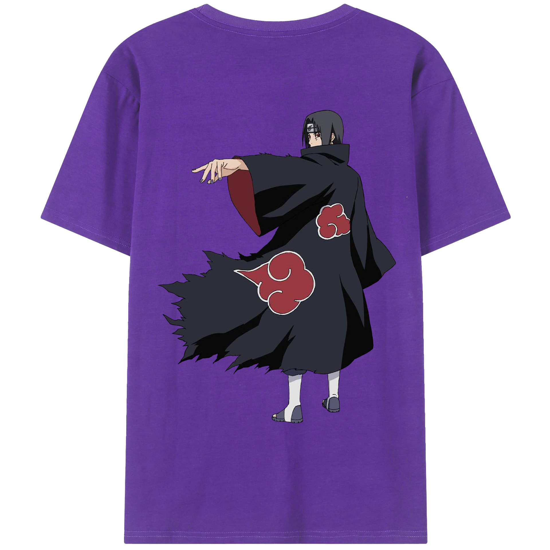 （画像用） NARUTO -ナルト- うちは イタチ Uchiha Itachi 綿100％ メンズ半袖Tシャツ（バックプリント） 通気性