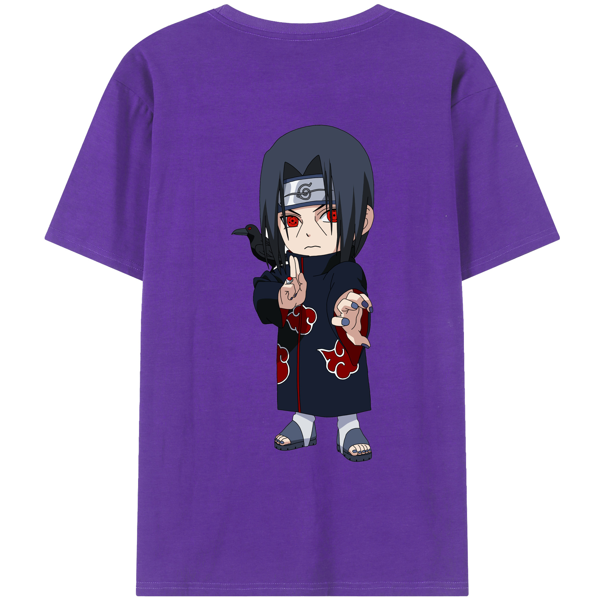 （画像用） NARUTO -ナルト- うちは イタチ Uchiha Itachi 綿100％ メンズ半袖Tシャツ（バックプリント） 通気性