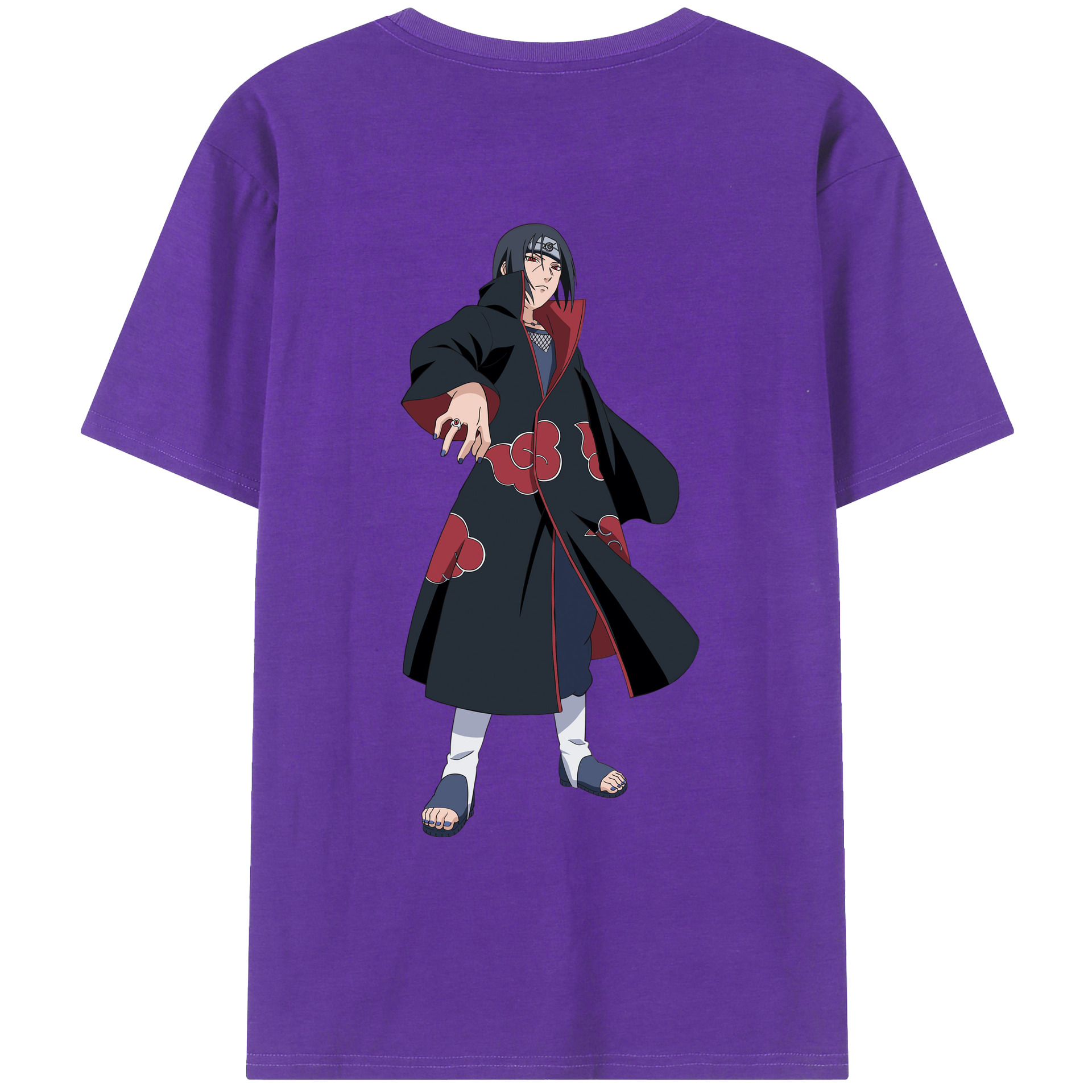 （画像用） NARUTO -ナルト- うちは イタチ Uchiha Itachi 綿100％ メンズ半袖Tシャツ（バックプリント） 通気性