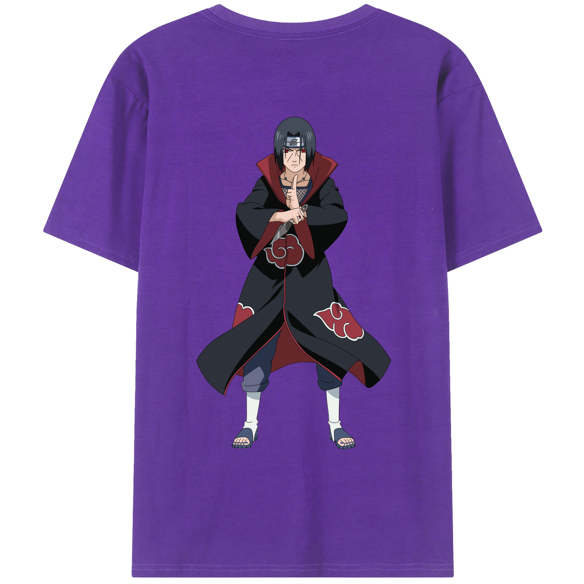 （画像用） NARUTO -ナルト- うちは イタチ Uchiha Itachi 綿100％ メンズ半袖Tシャツ（バックプリント） 通気性