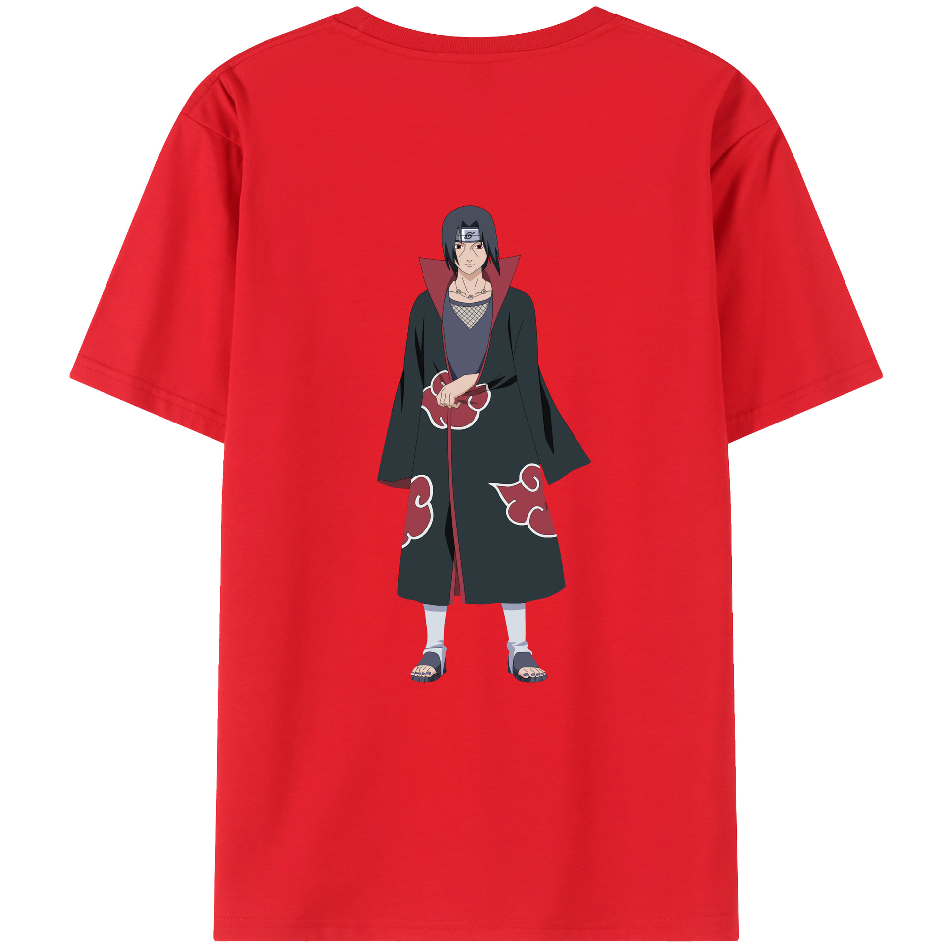 （画像用） NARUTO -ナルト- うちは イタチ Uchiha Itachi 綿100％ メンズ半袖Tシャツ（バックプリント） 通気性