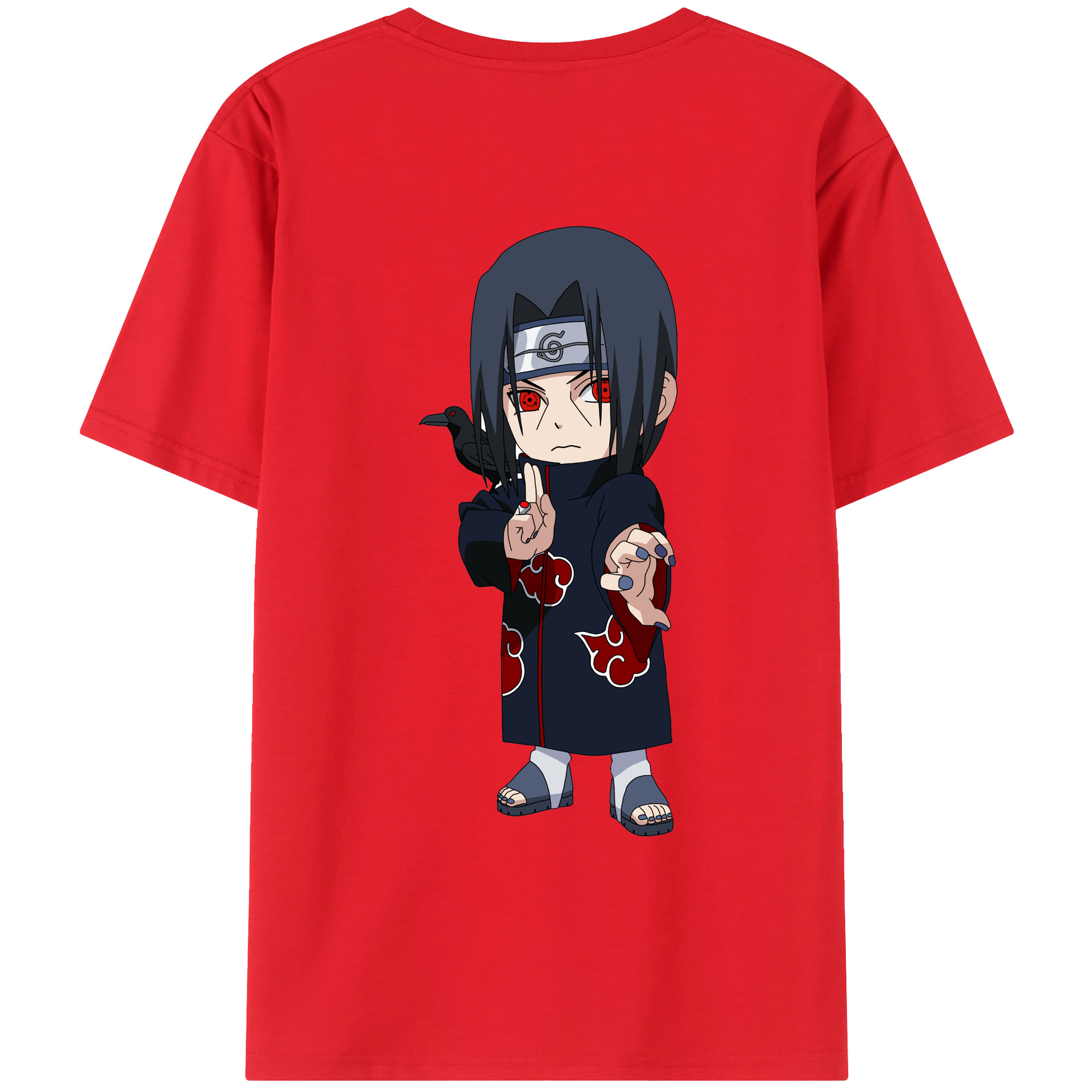 （画像用） NARUTO -ナルト- うちは イタチ Uchiha Itachi 綿100％ メンズ半袖Tシャツ（バックプリント） 通気性