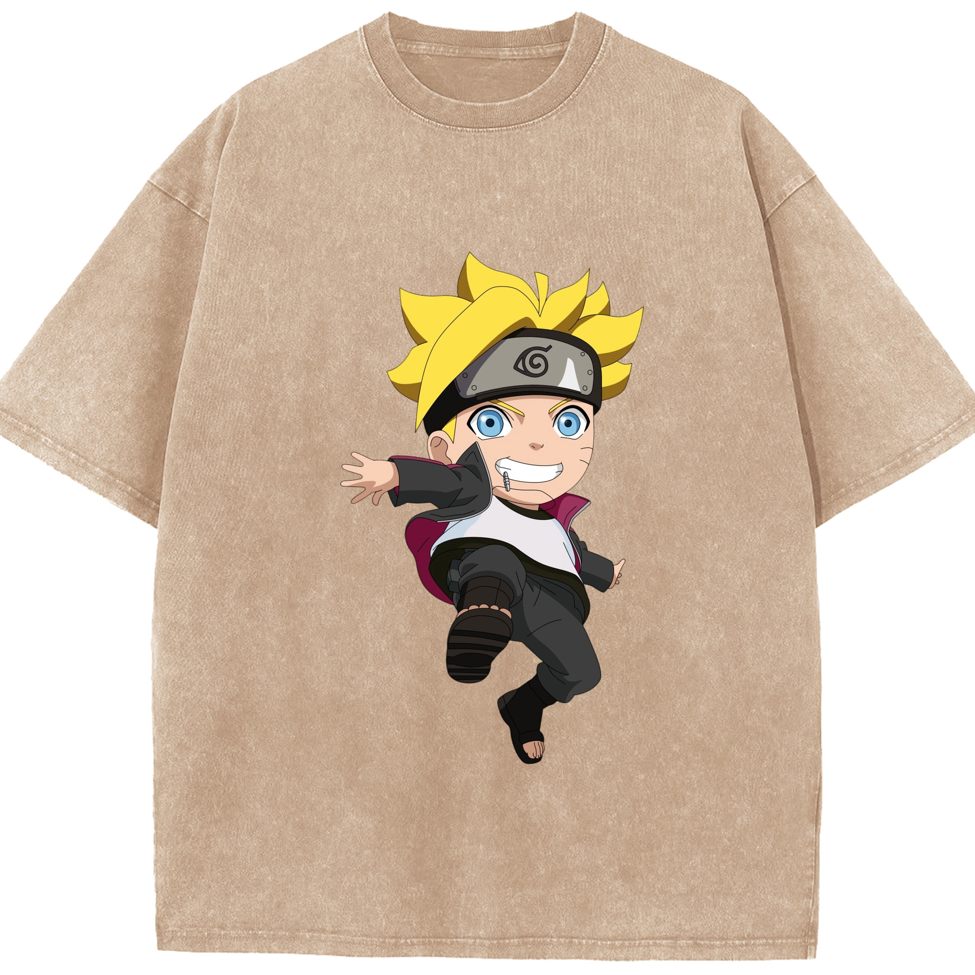（画像用） NARUTO -ナルト- うずまき ボルト Uzumaki Boruto 綿100% ヴィンテージ風 半袖Tシャツ（フロントプリント）