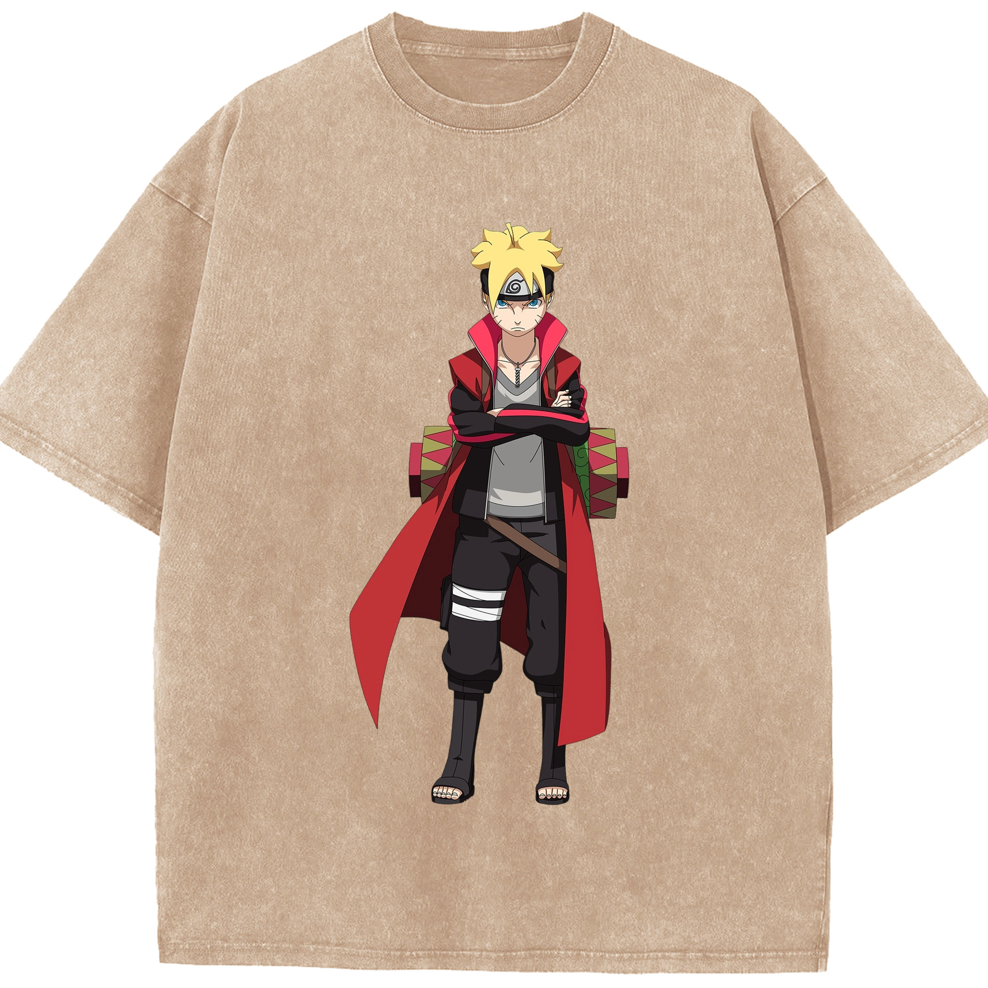 （画像用） NARUTO -ナルト- うずまき ボルト Uzumaki Boruto 綿100% ヴィンテージ風 半袖Tシャツ（フロントプリント）