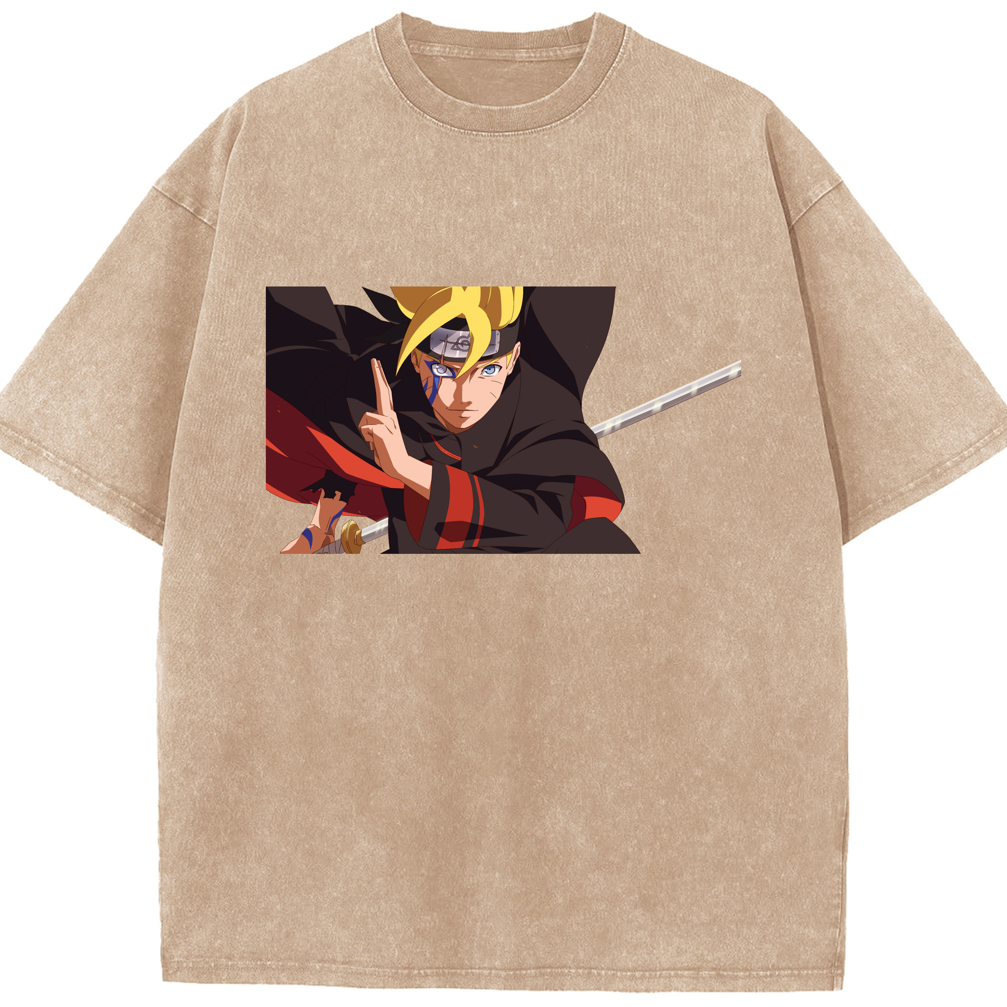 （画像用） NARUTO -ナルト- うずまき ボルト Uzumaki Boruto 綿100% ヴィンテージ風 半袖Tシャツ（フロントプリント）