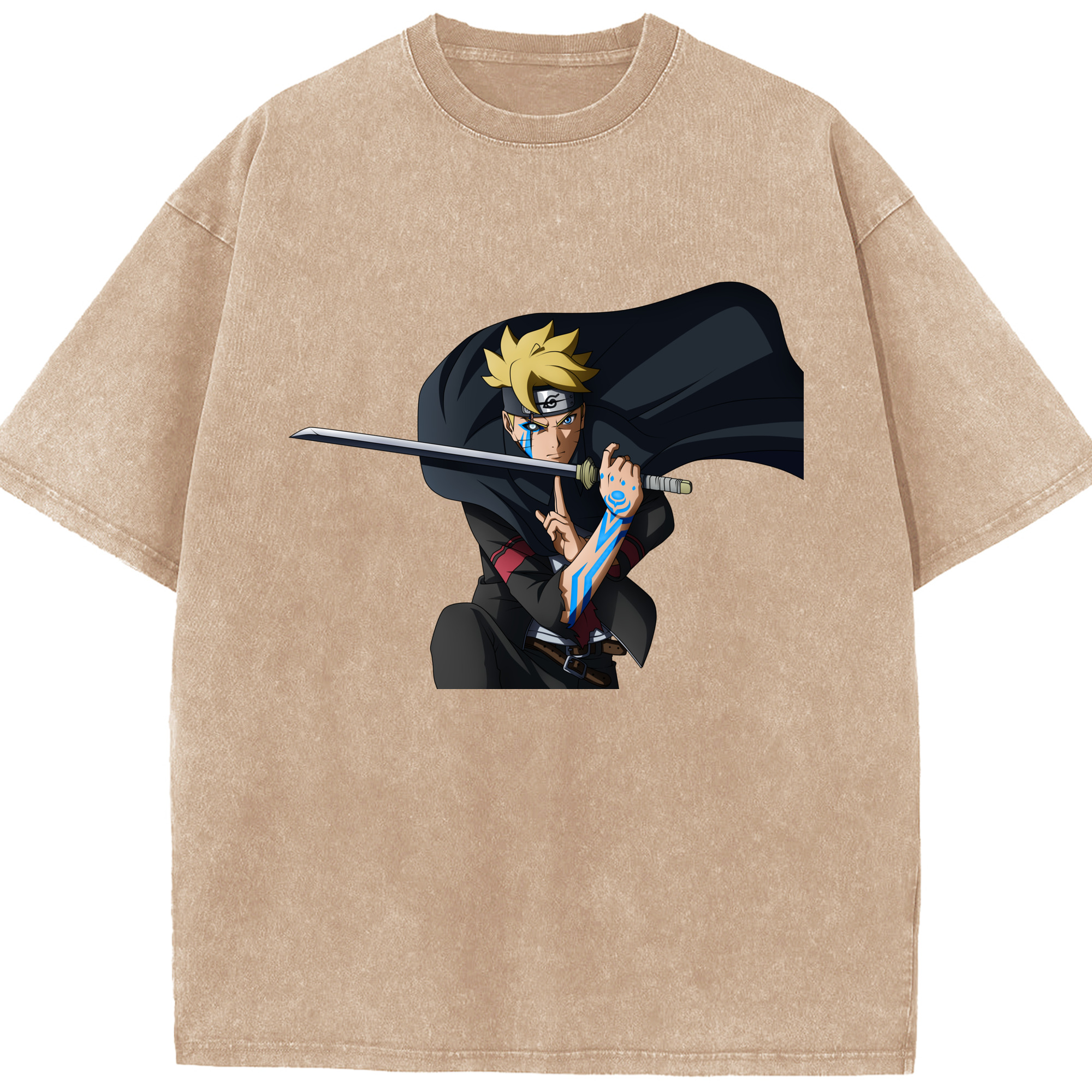 （画像用） NARUTO -ナルト- うずまき ボルト Uzumaki Boruto 綿100% ヴィンテージ風 半袖Tシャツ（フロントプリント）