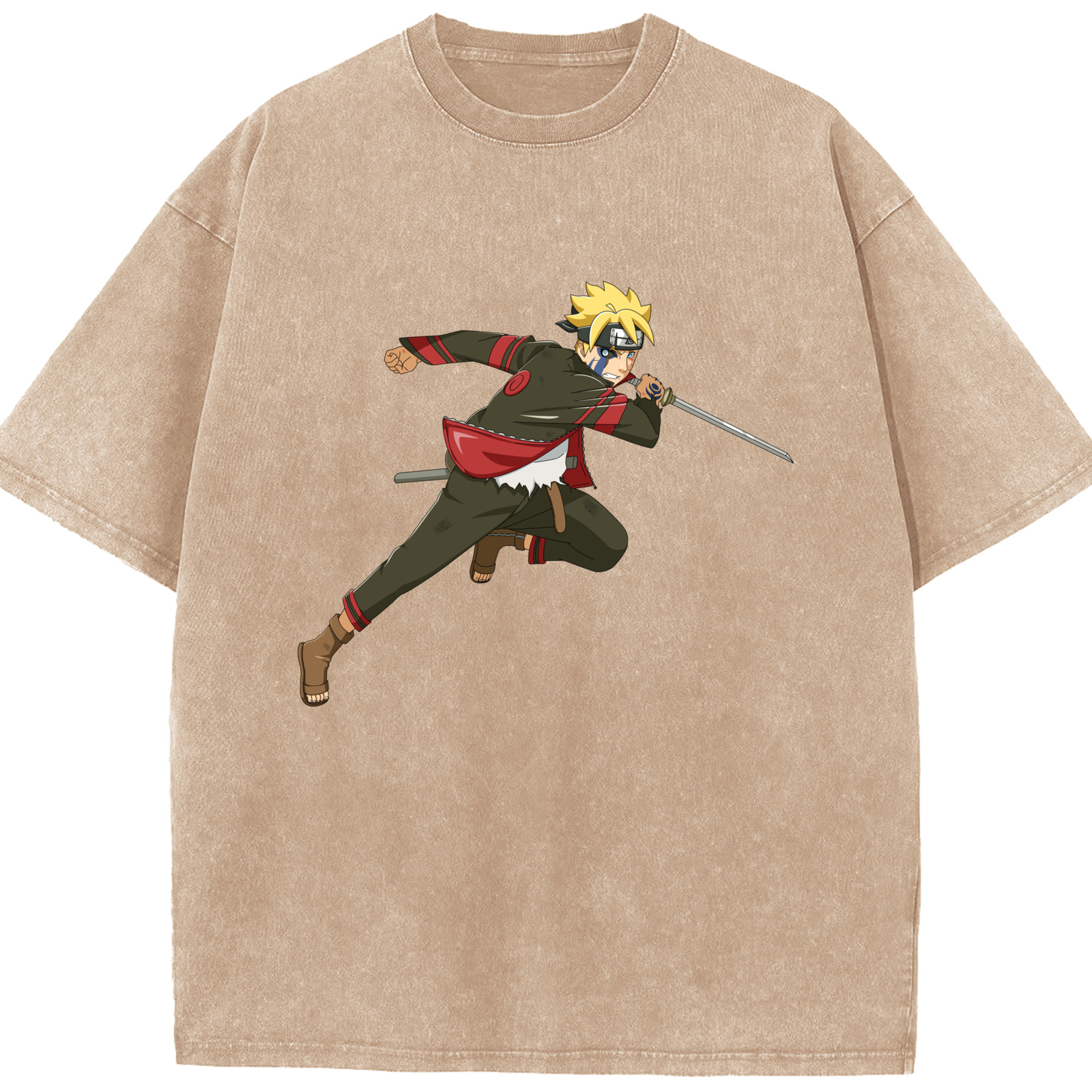 （画像用） NARUTO -ナルト- うずまき ボルト Uzumaki Boruto 綿100% ヴィンテージ風 半袖Tシャツ（フロントプリント）