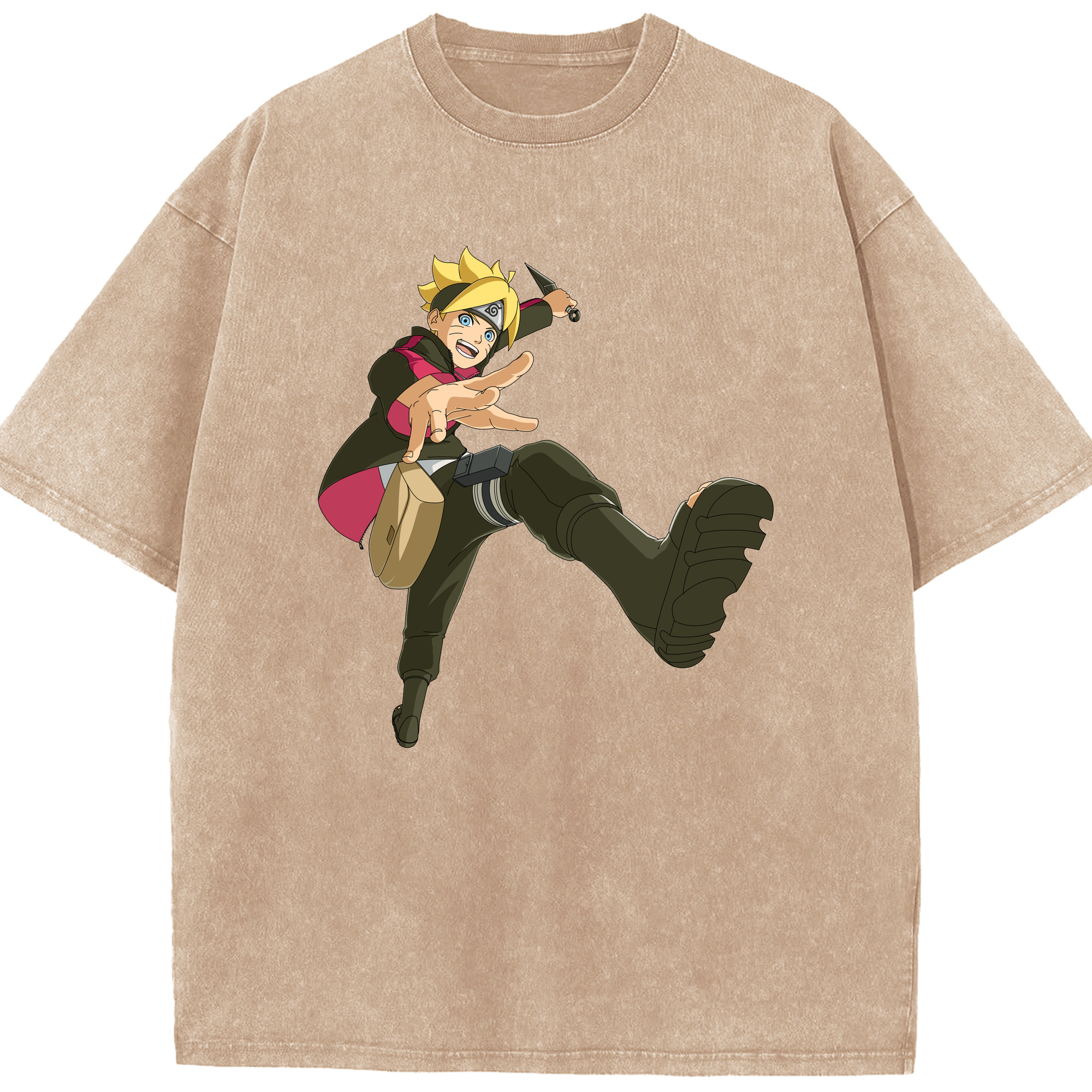 （画像用） NARUTO -ナルト- うずまき ボルト Uzumaki Boruto 綿100% ヴィンテージ風 半袖Tシャツ（フロントプリント）