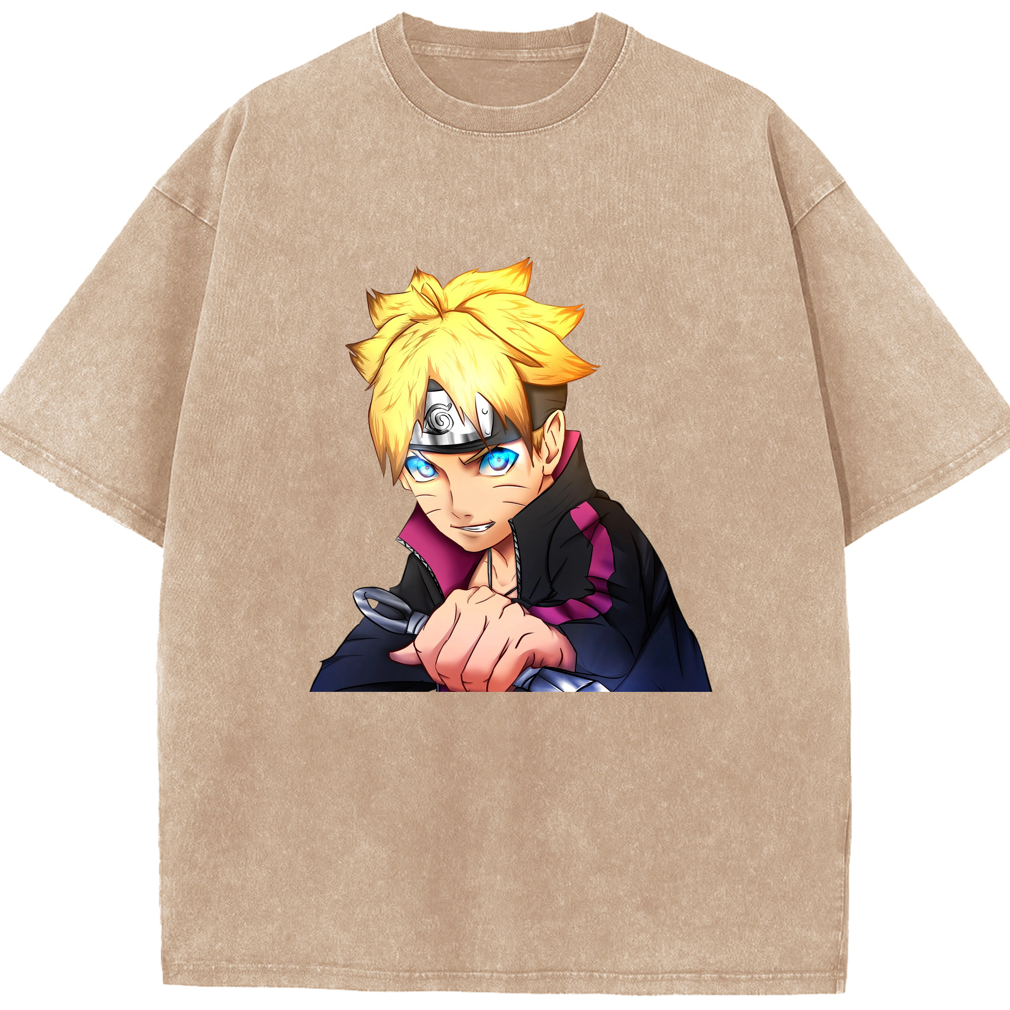 （画像用） NARUTO -ナルト- うずまき ボルト Uzumaki Boruto 綿100% ヴィンテージ風 半袖Tシャツ（フロントプリント）