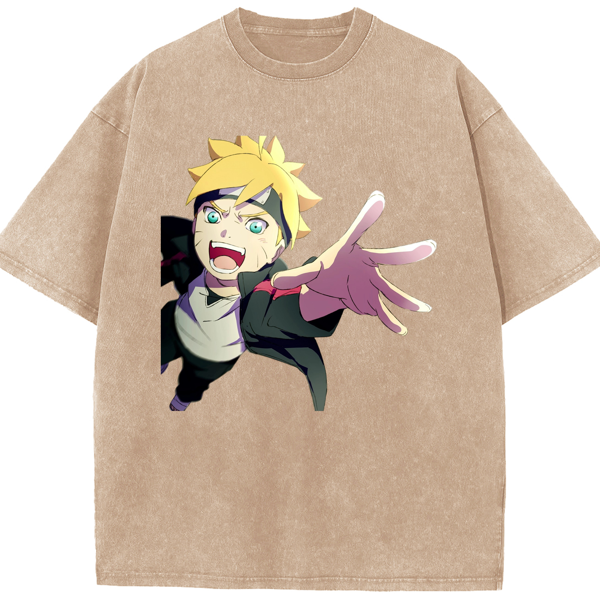 （画像用） NARUTO -ナルト- うずまき ボルト Uzumaki Boruto 綿100% ヴィンテージ風 半袖Tシャツ（フロントプリント）
