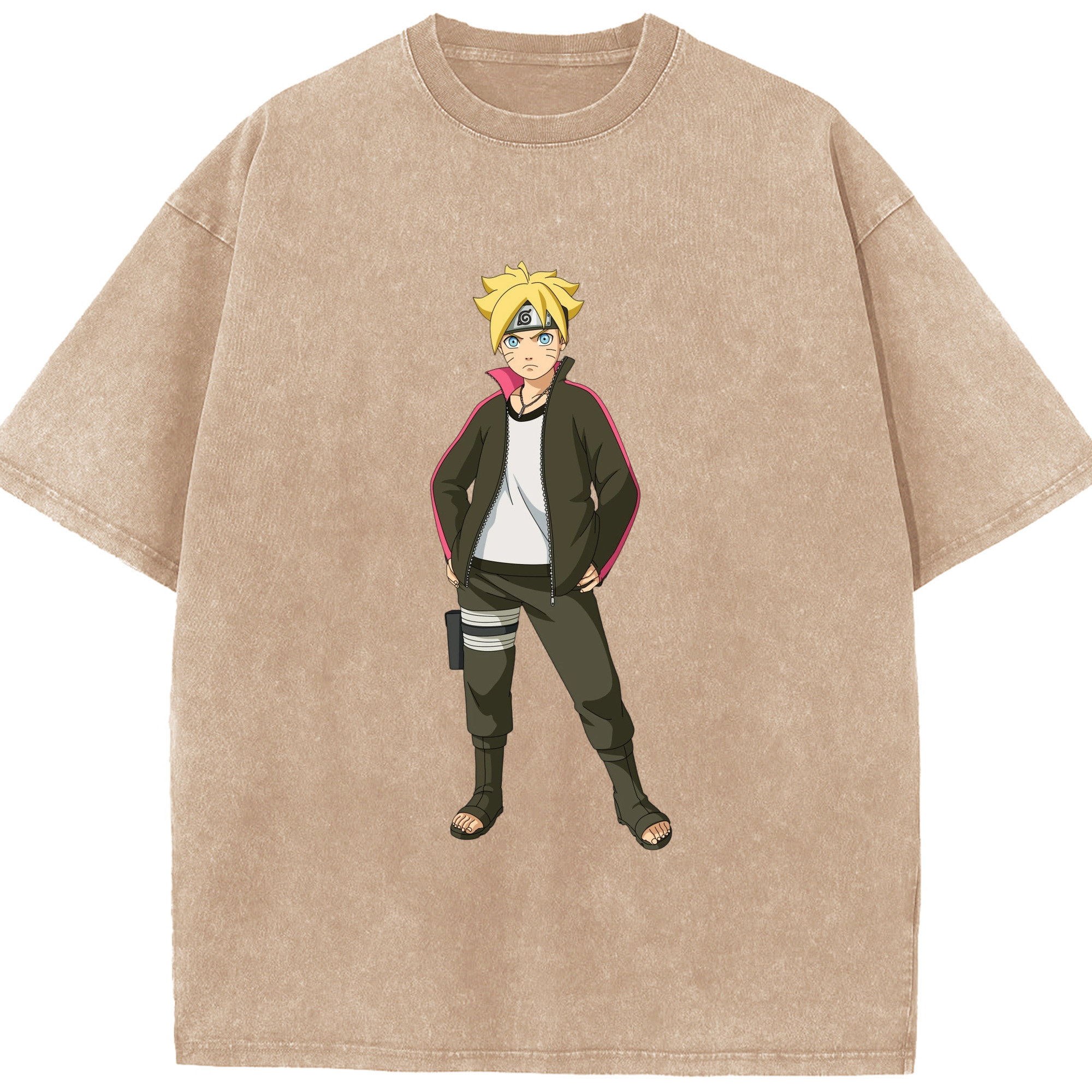 （画像用） NARUTO -ナルト- うずまき ボルト Uzumaki Boruto 綿100% ヴィンテージ風 半袖Tシャツ（フロントプリント）