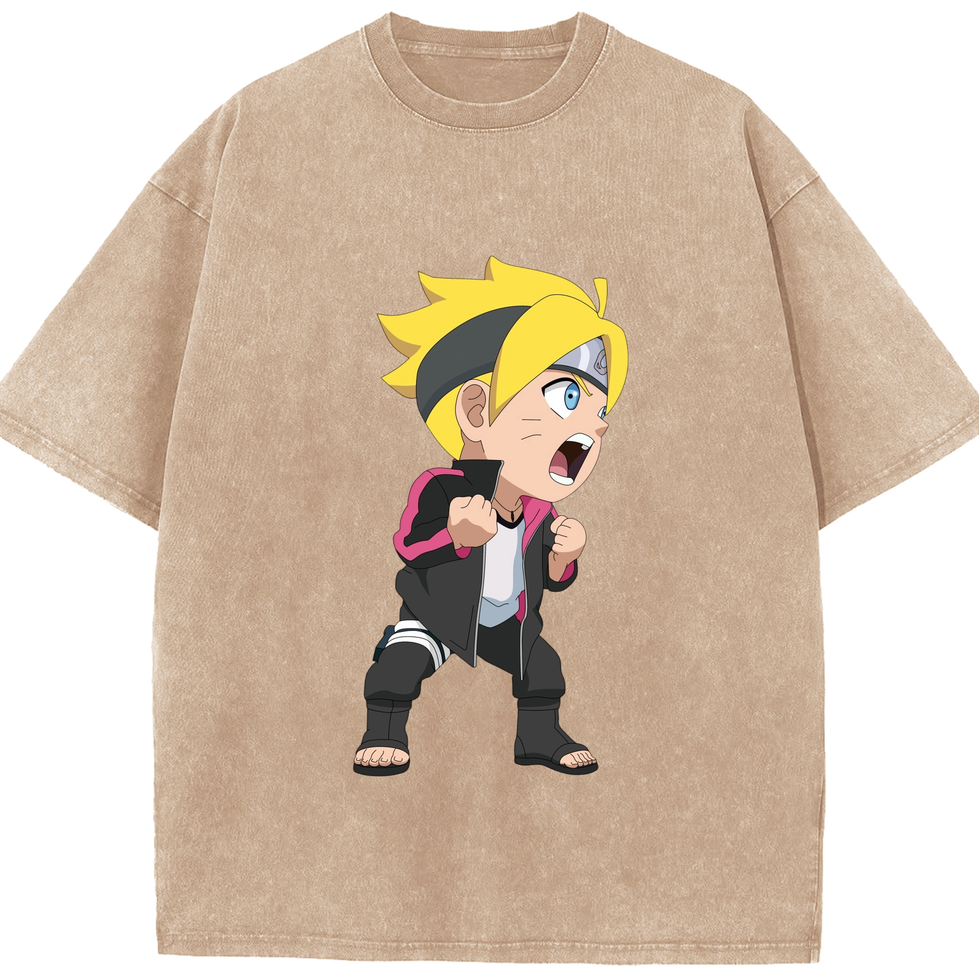 （画像用） NARUTO -ナルト- うずまき ボルト Uzumaki Boruto 綿100% ヴィンテージ風 半袖Tシャツ（フロントプリント）